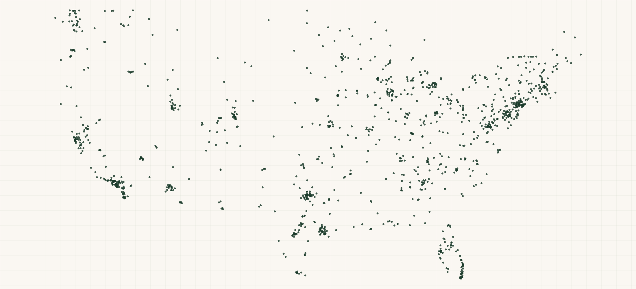 Map of where the 100percent Brand Retailers are