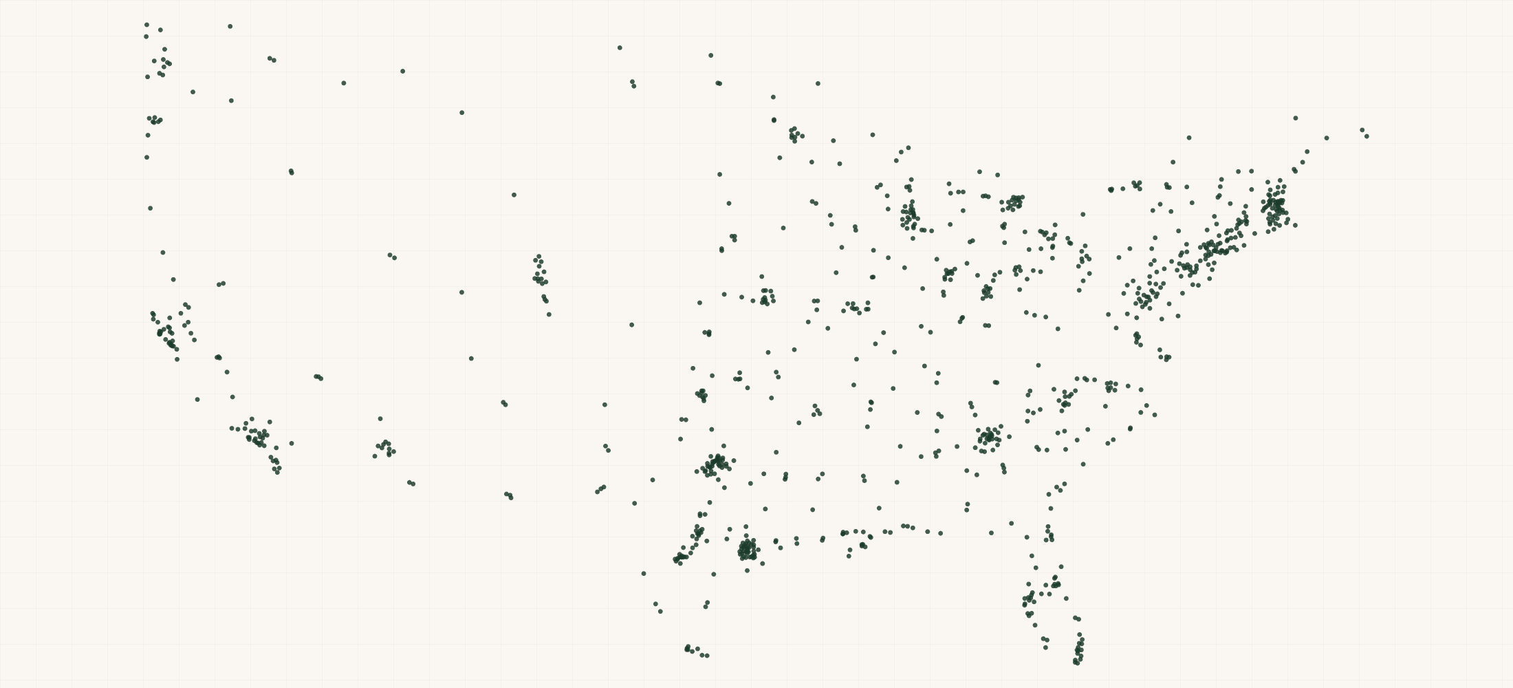 Map of where the 47 Brand Retailers are
