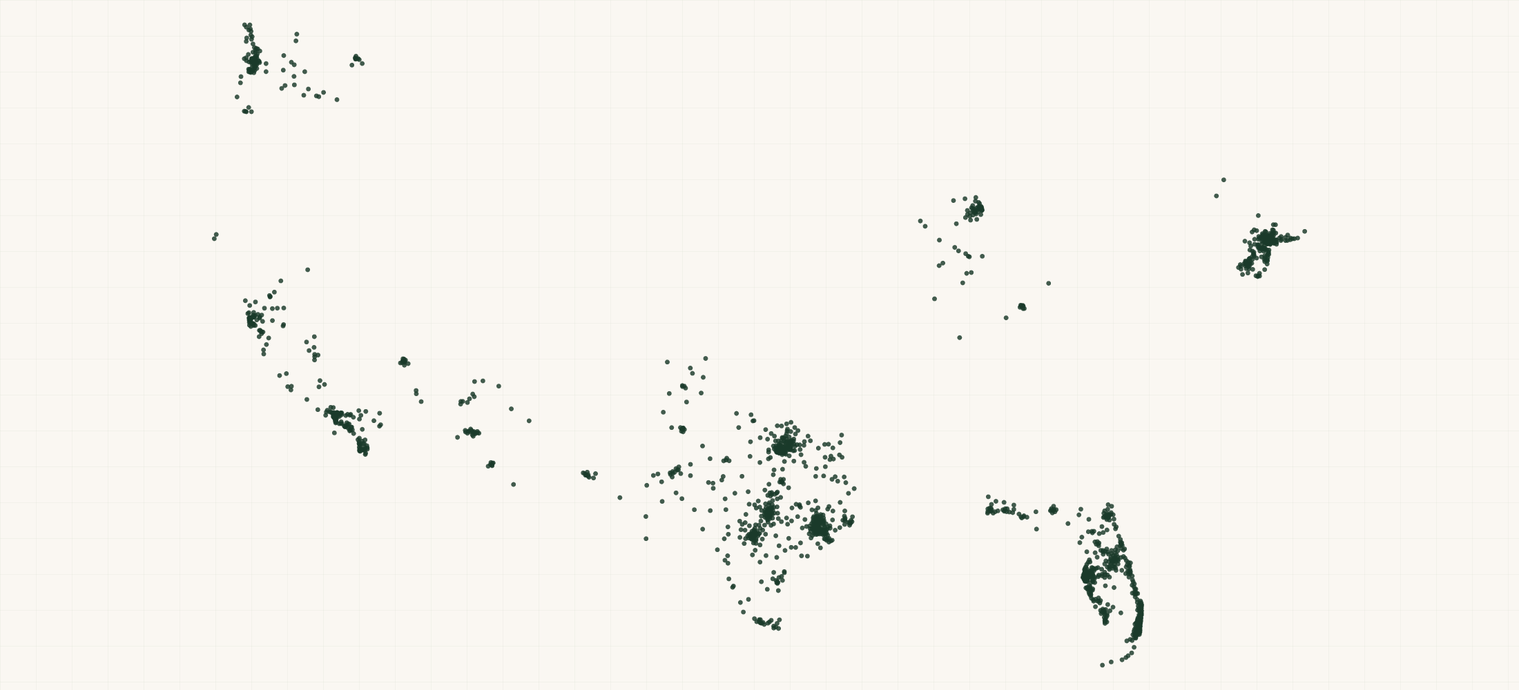 Map of where the 512 Tequila Retailers are