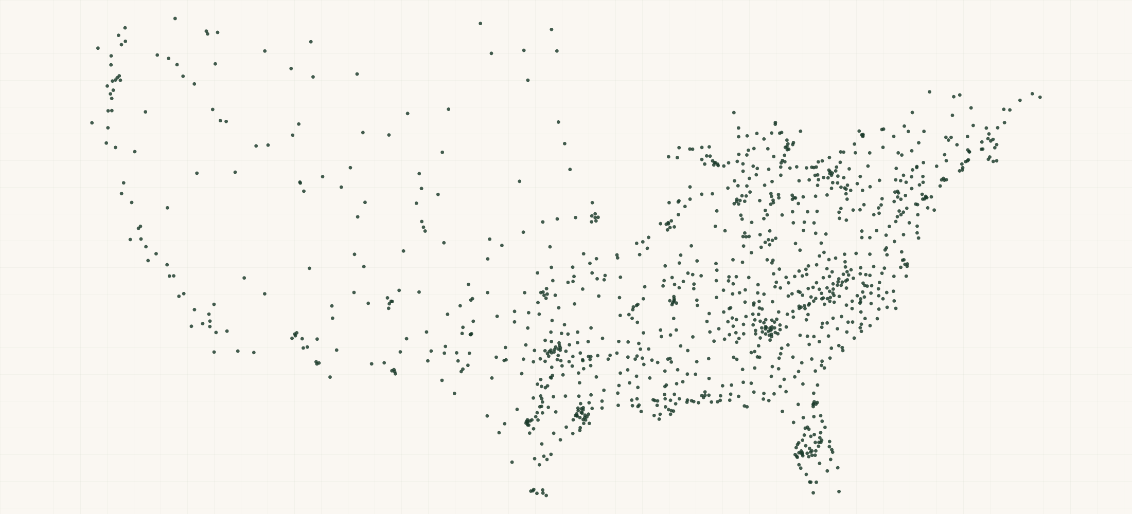 Map of where the Aaron's Locations are