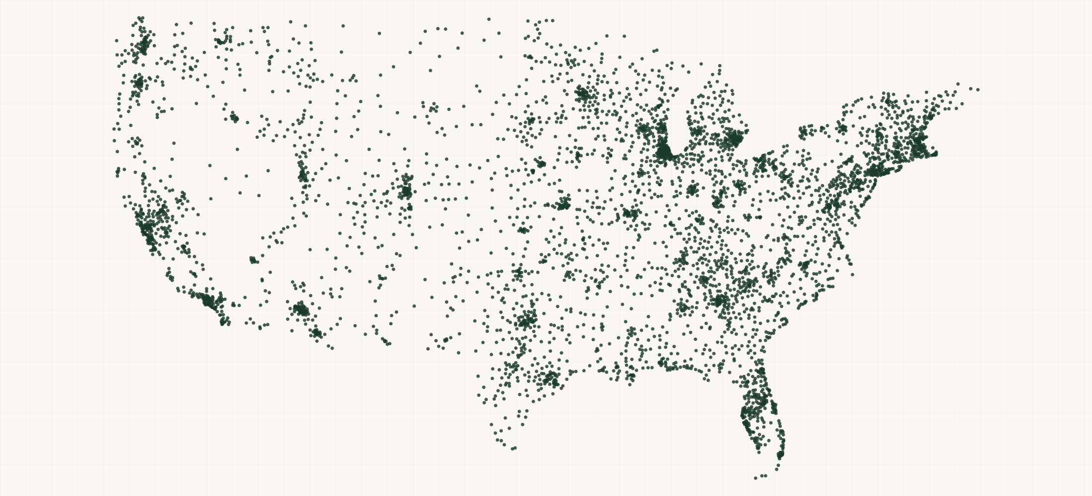 Map of where the Ace Hardware Locations are