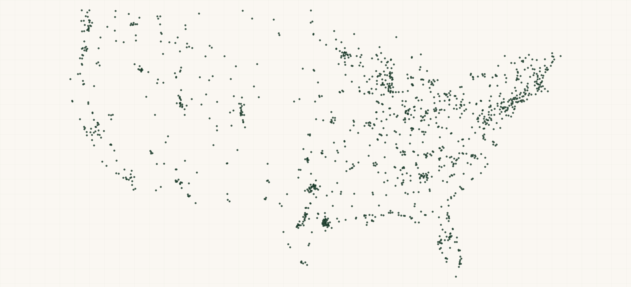 Map of where the Acme Tackle Retailers are