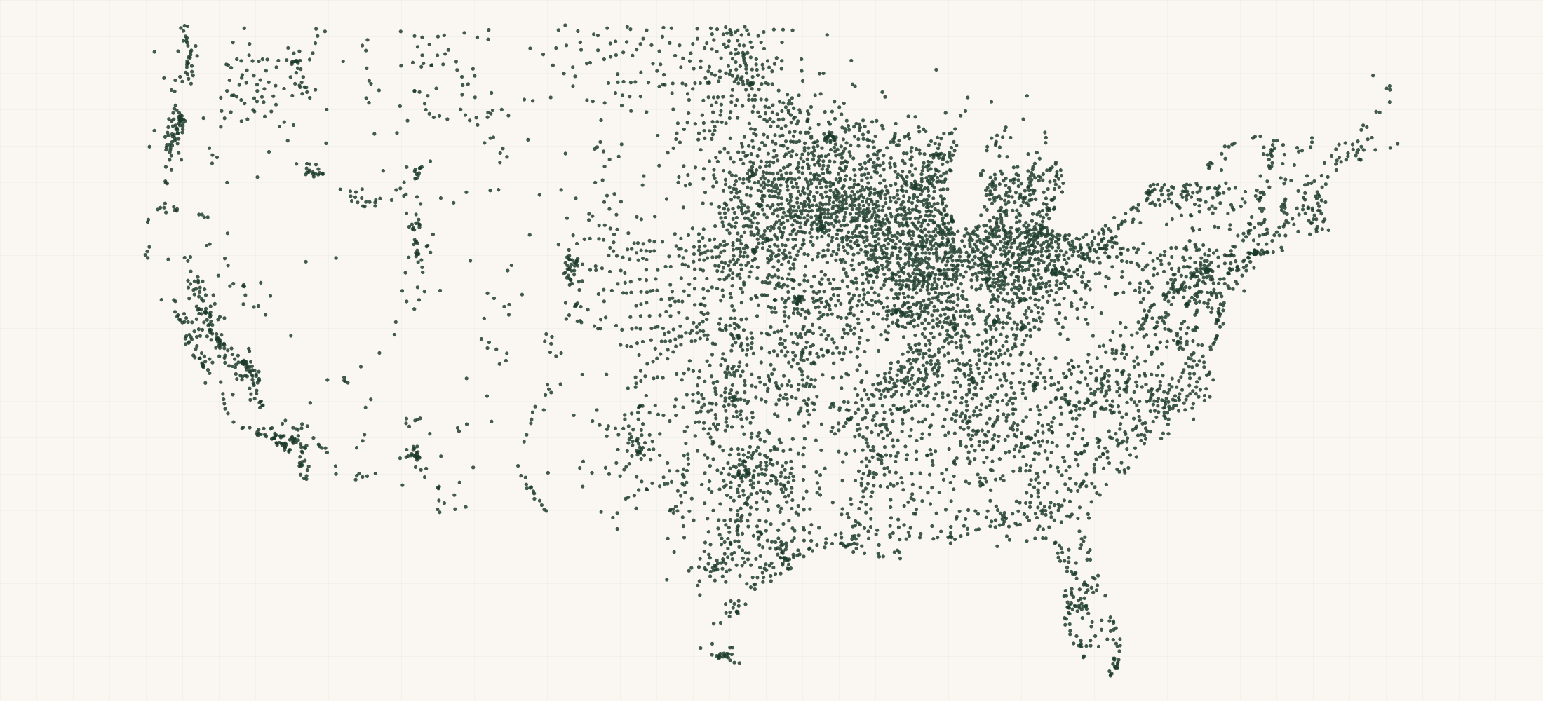 Map of where the Ag Retail & Grain Facilities are