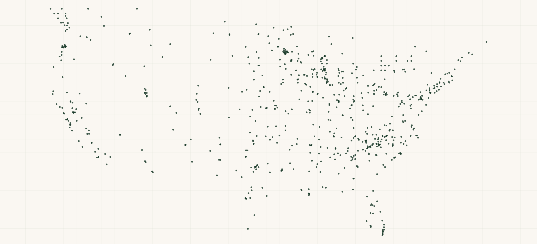 Map of where the Alegria Retailers are