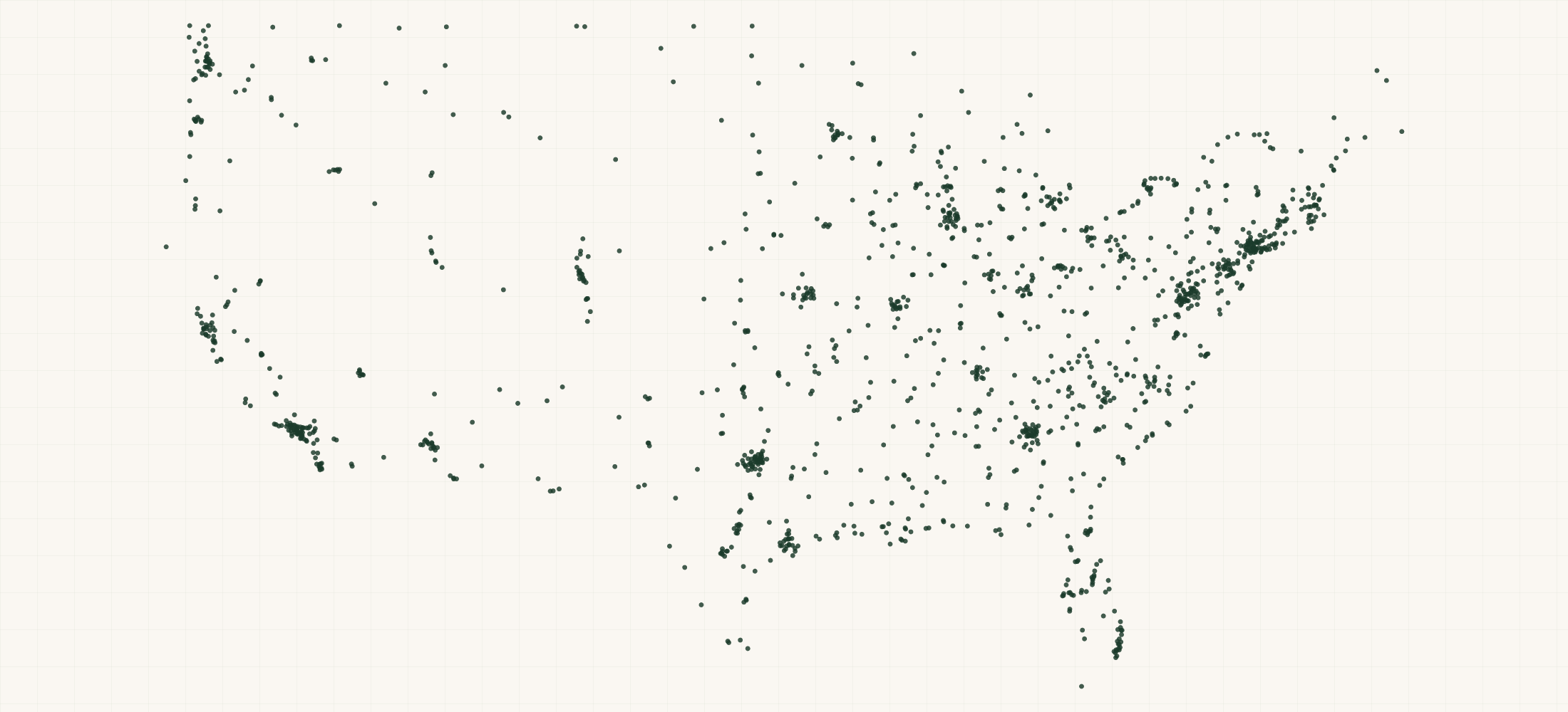 Map of where the Amps & Effects Brand Retailers are