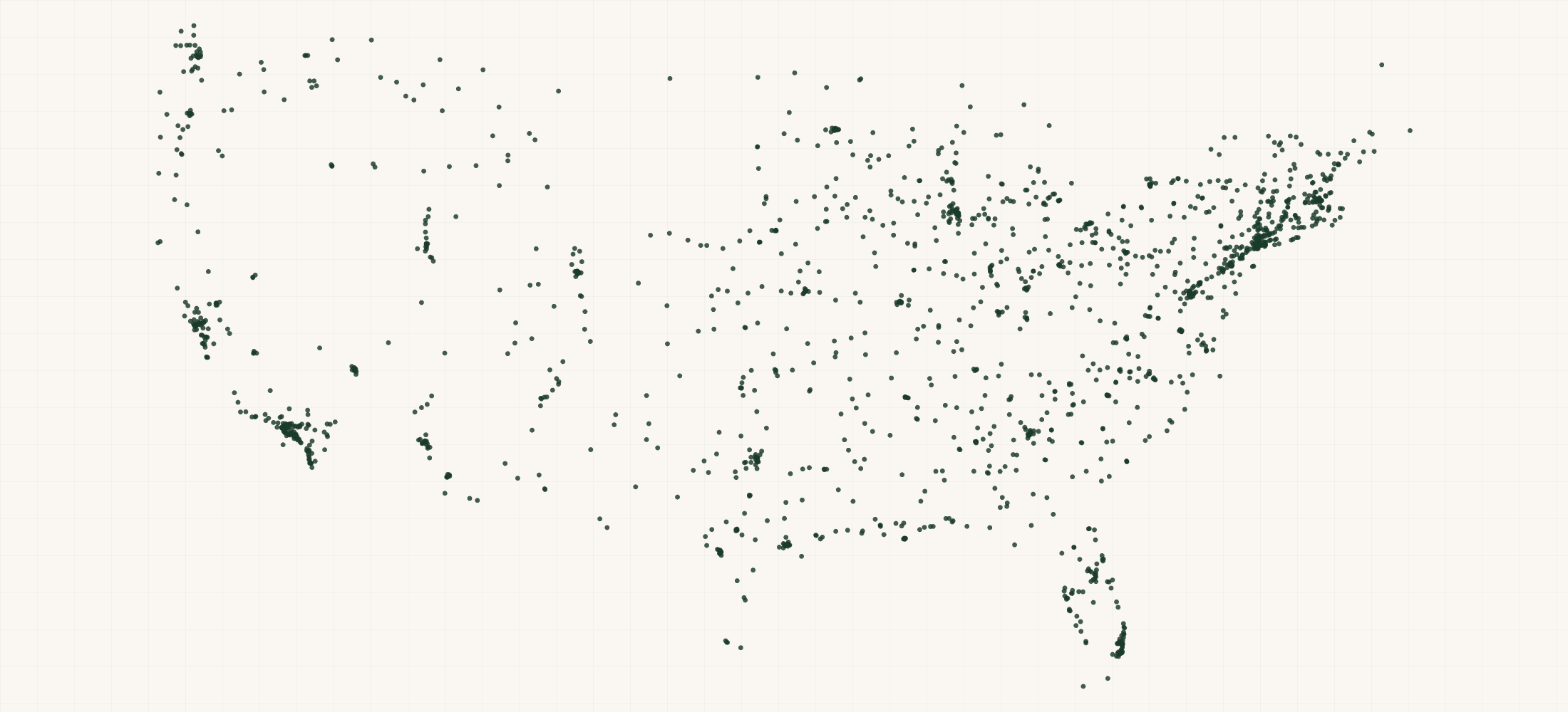 Map of where the Art Museums are