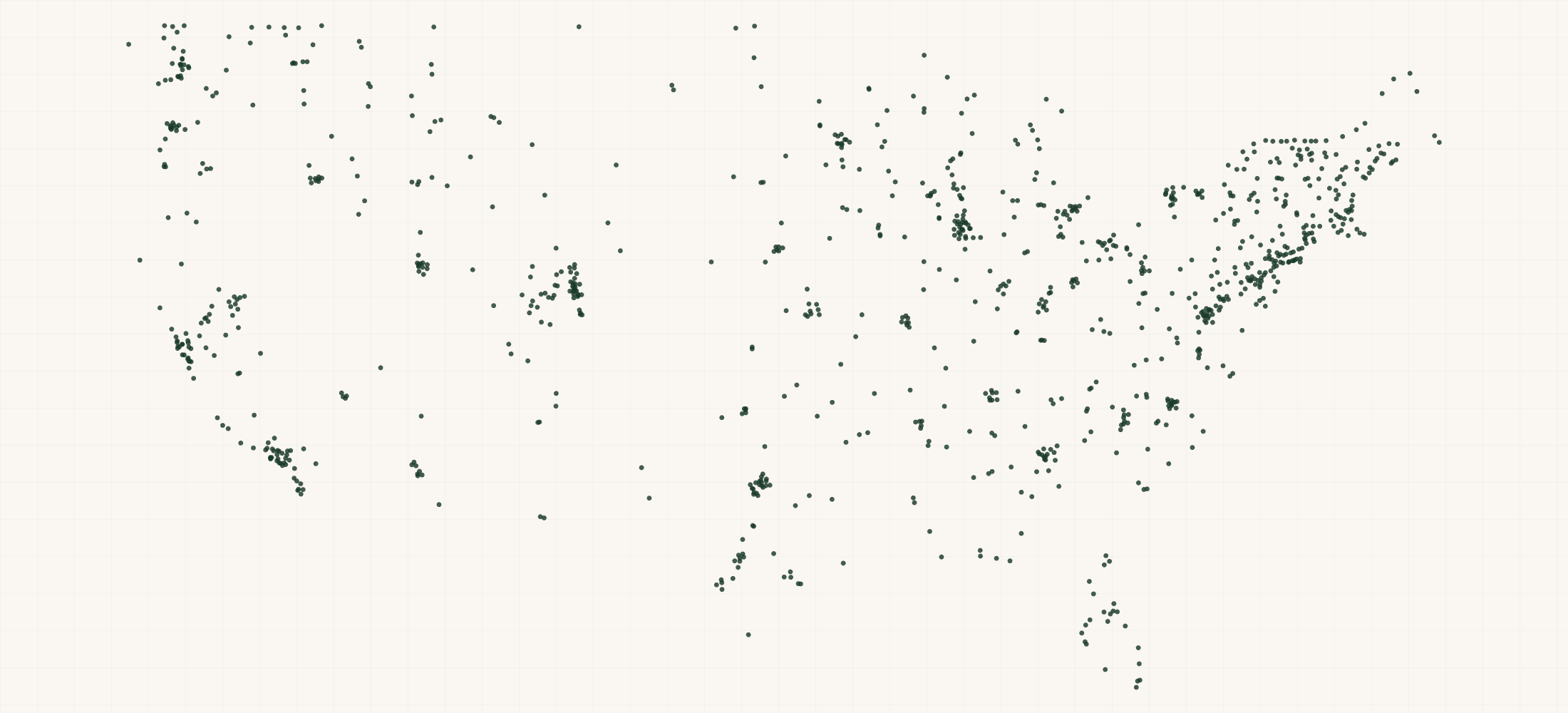Map of where the Atlas Snow-Shoe Co Retailers are