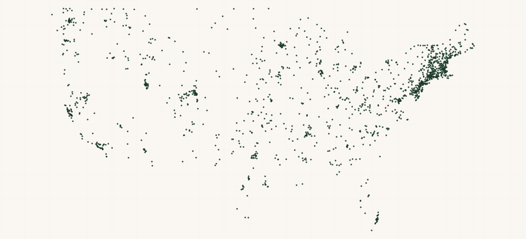 Map of where the Atomic Retailers are