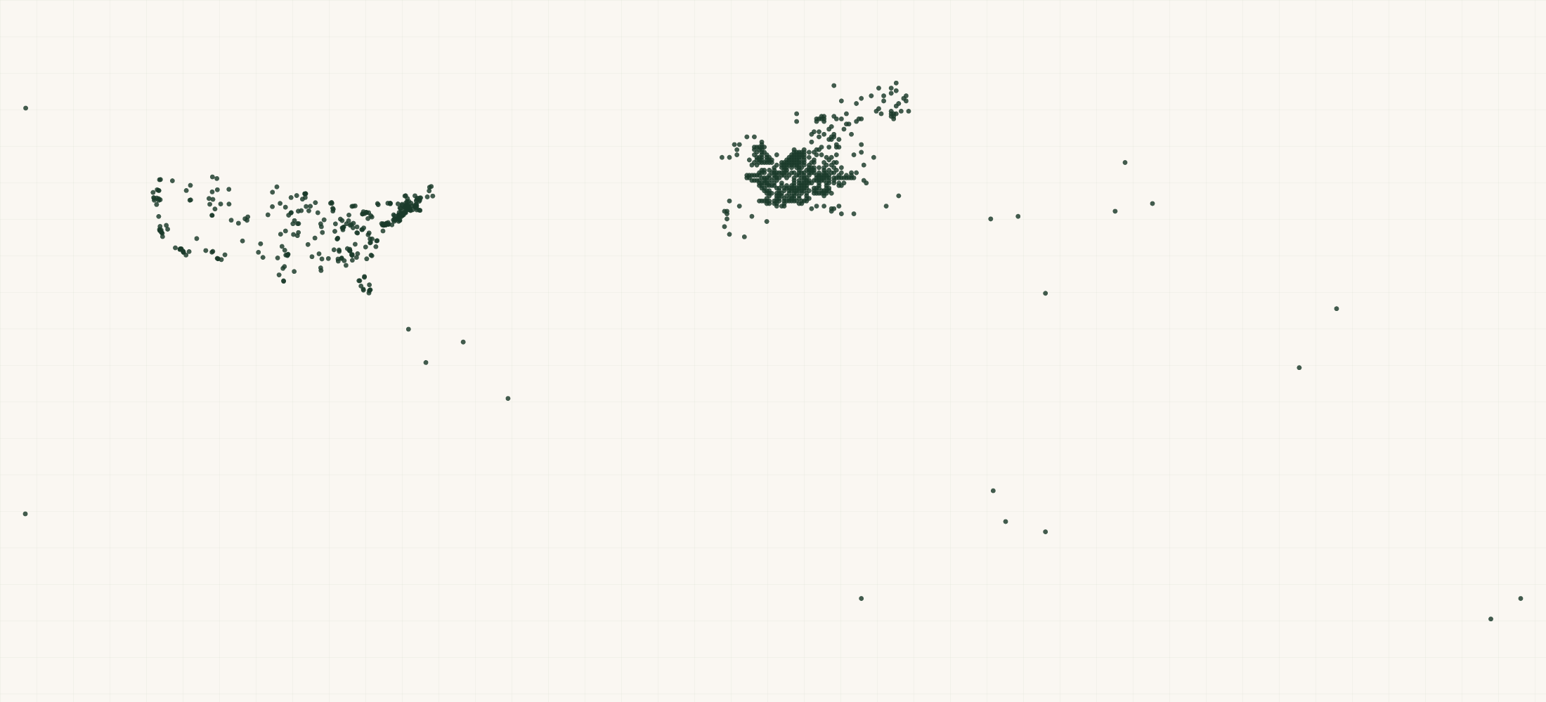 Map of where the Aubade Retailers are