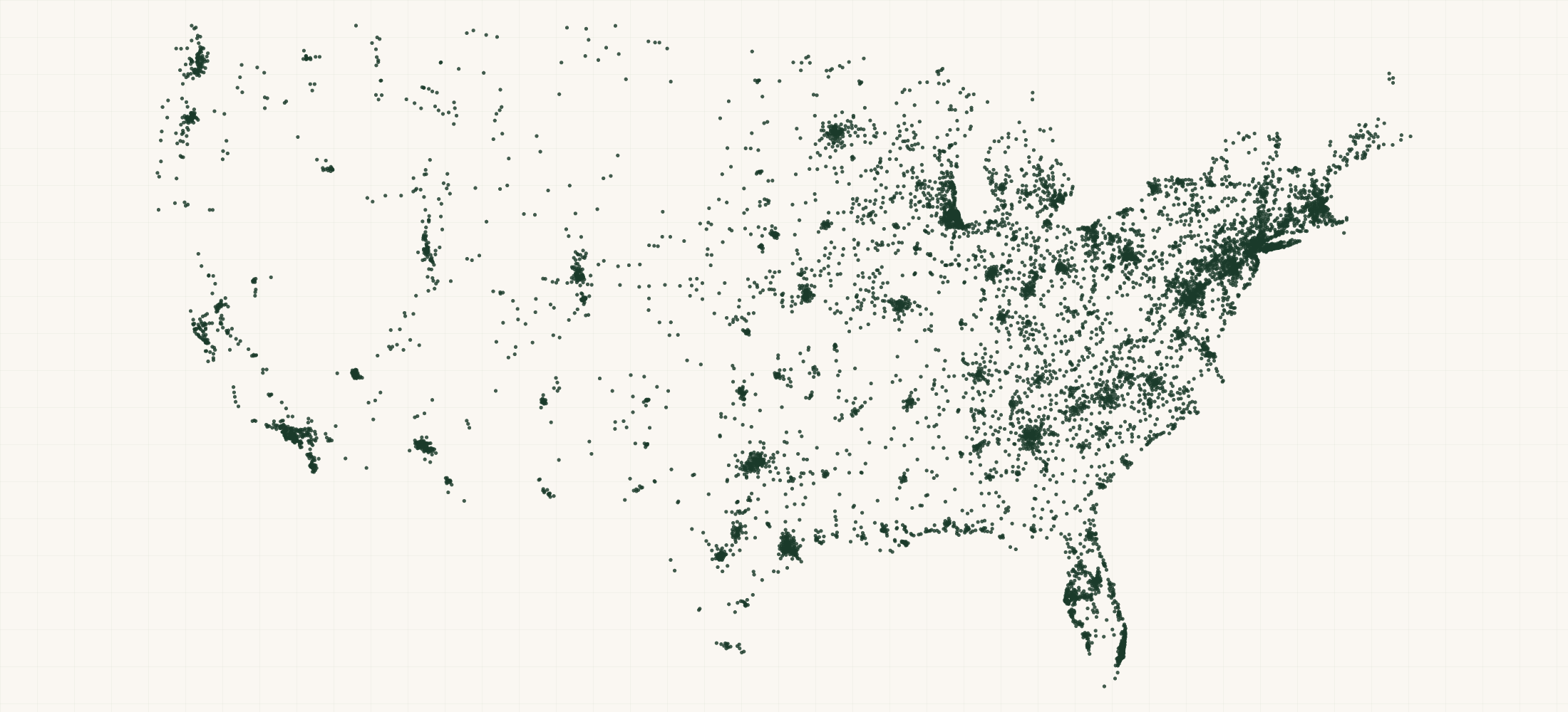 Map of where the Auto Repair Shops (Chains & Affiliate Networks) are