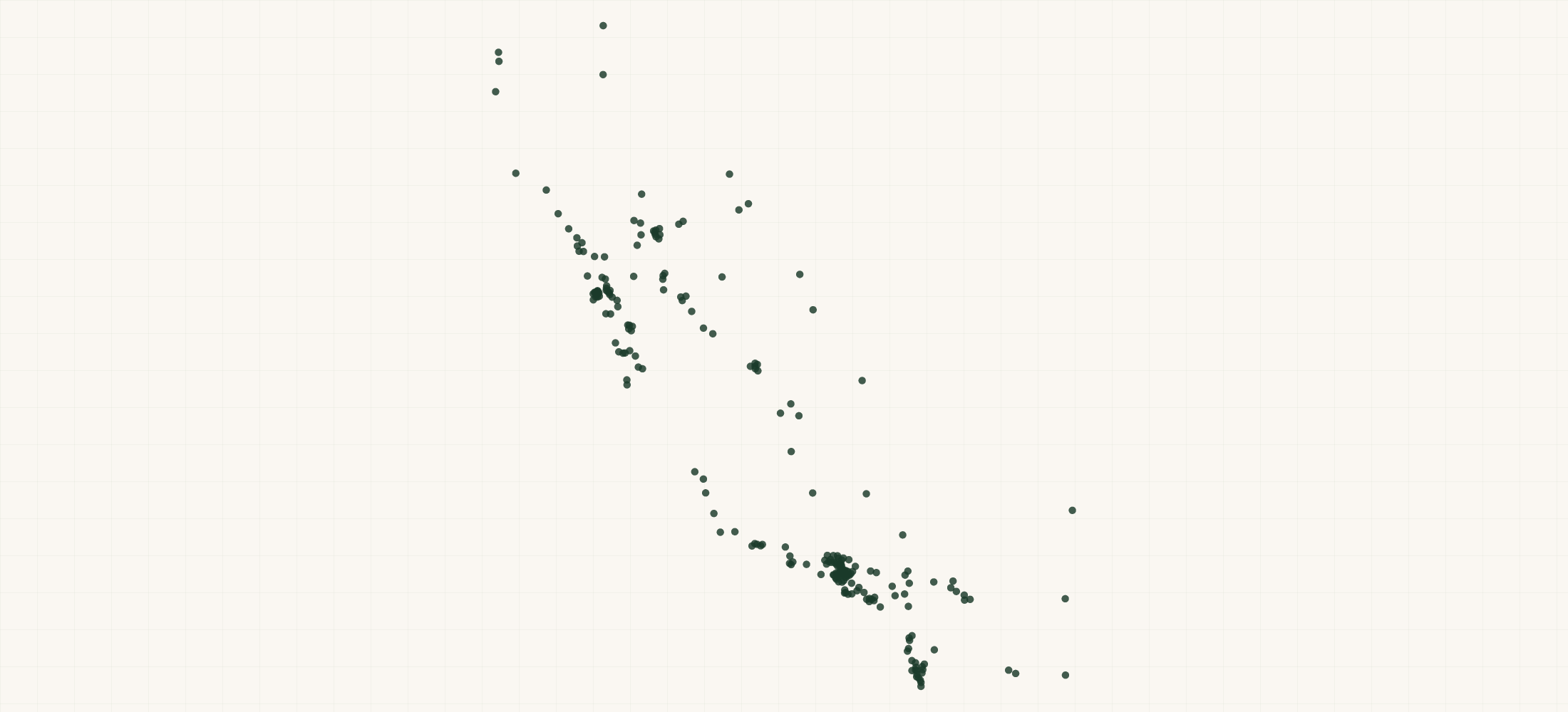 Map of where the Autumn Brands Retailers are