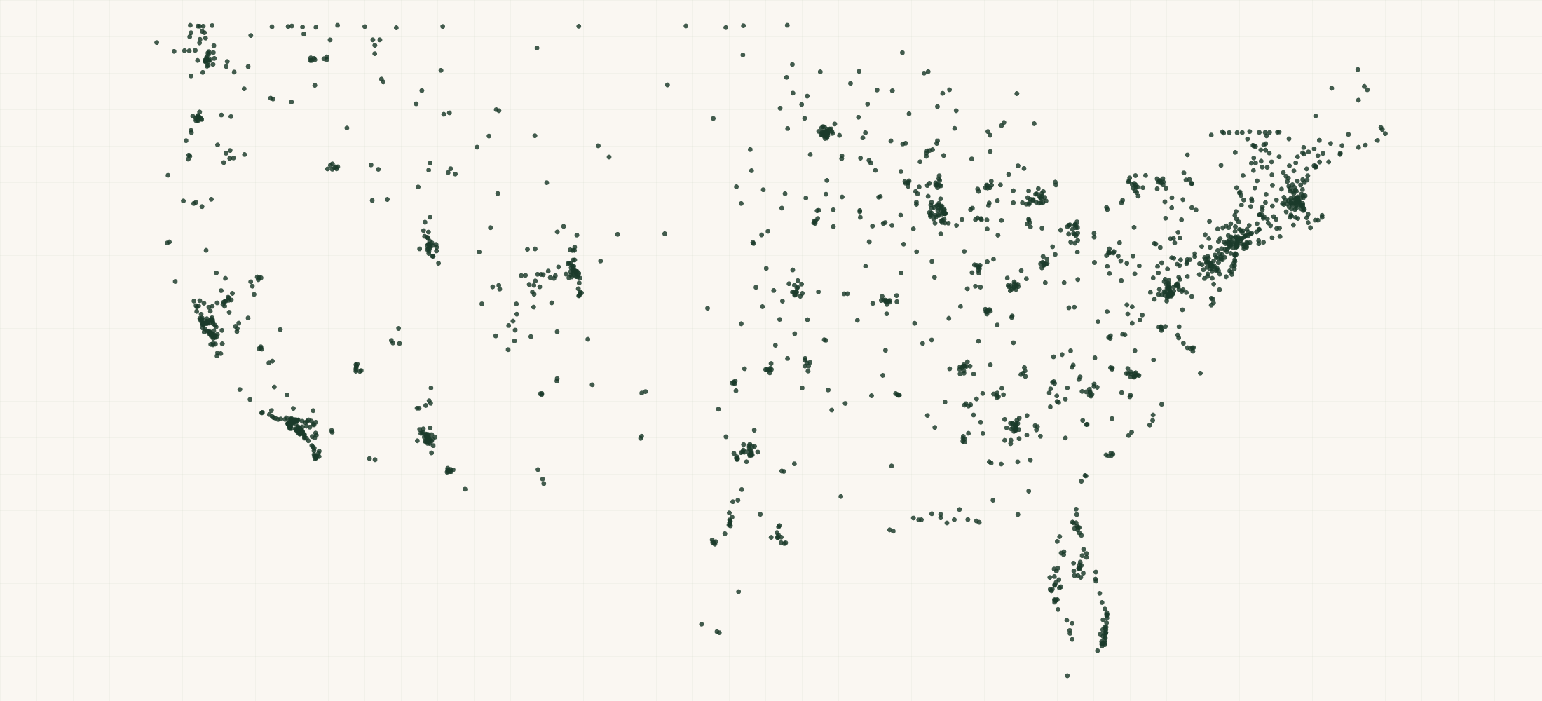 Map of where the Avid Retailers are