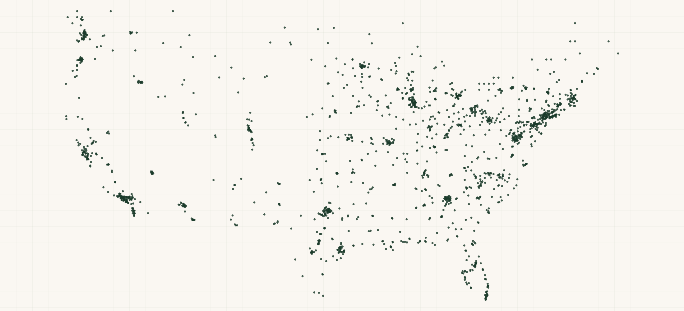 Map of where the Bach Retailers are