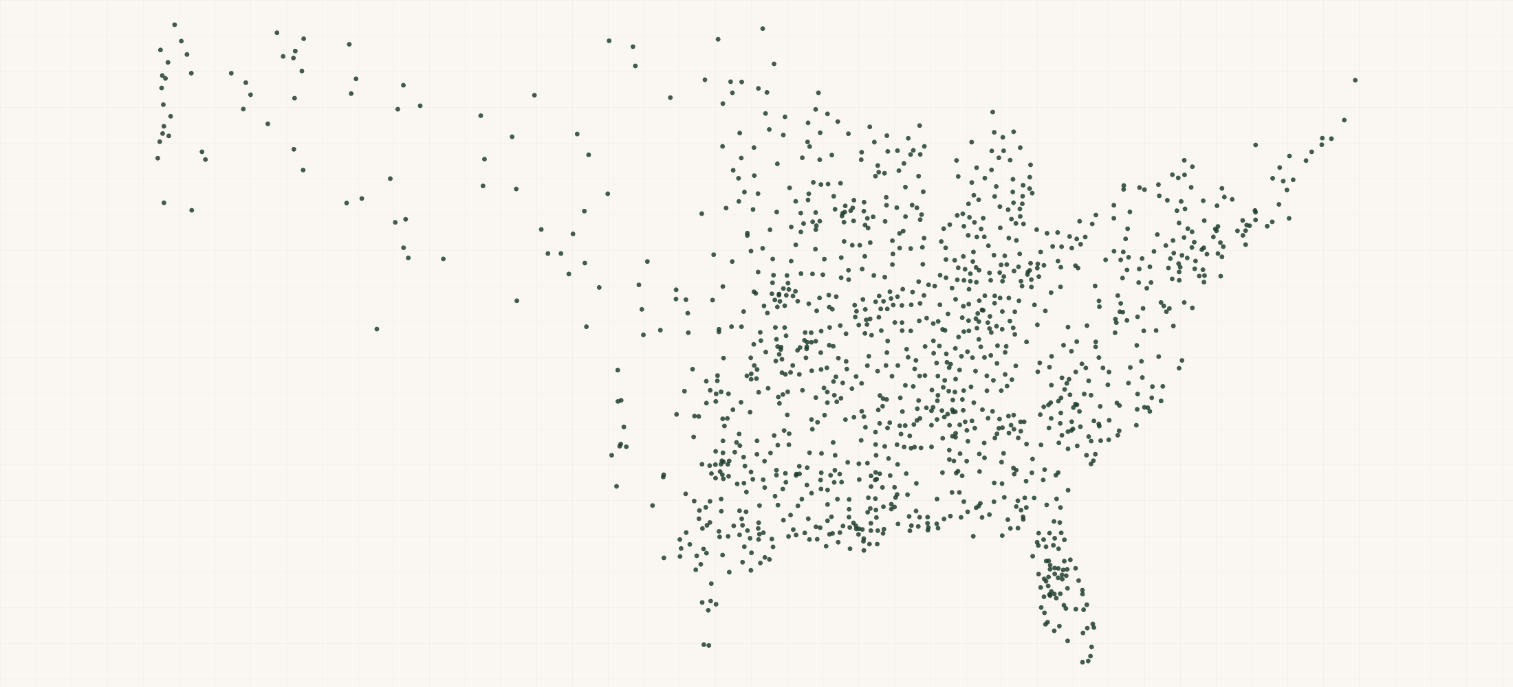 Map of where the Bad Boy Mowers Dealers are