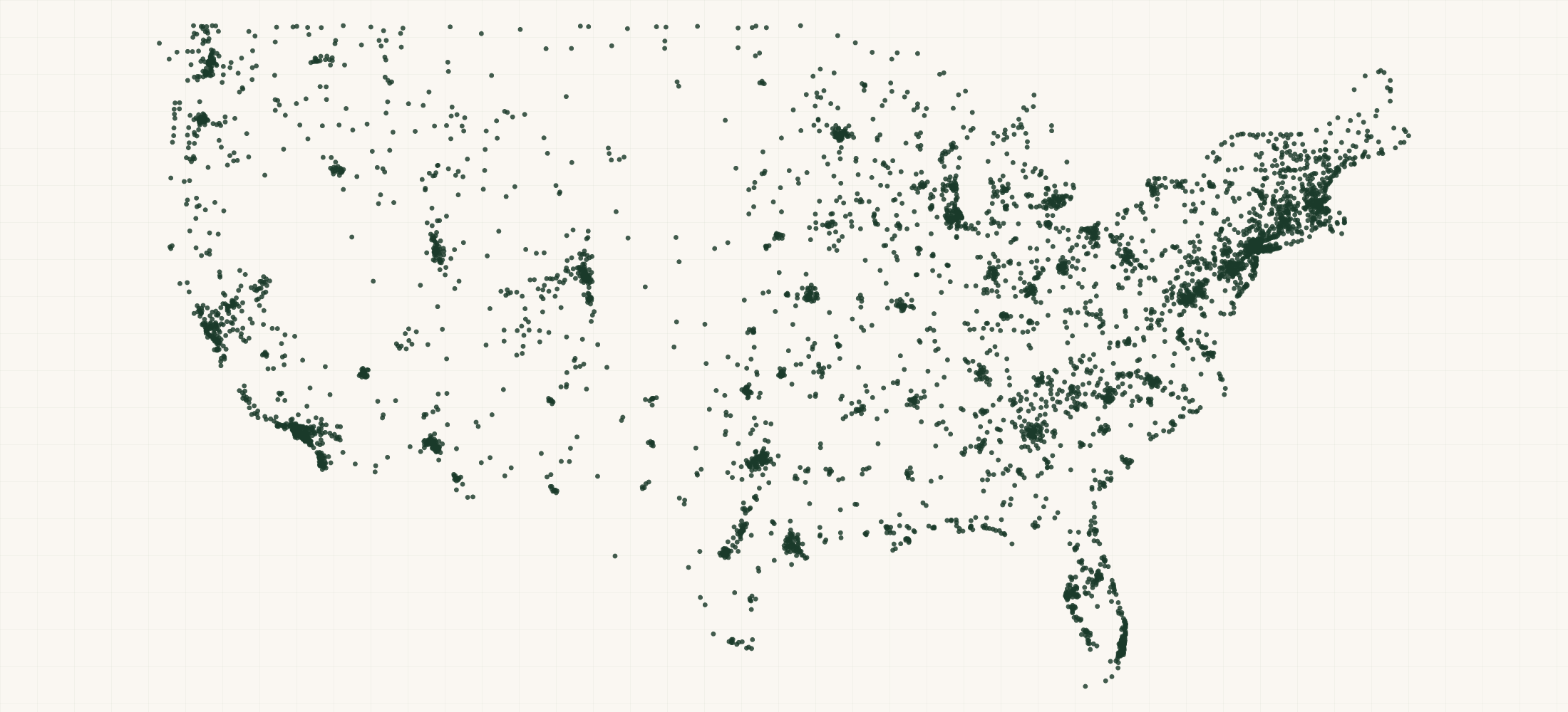 Map of where the Bags, Packs & Luggage Brand Retailers are