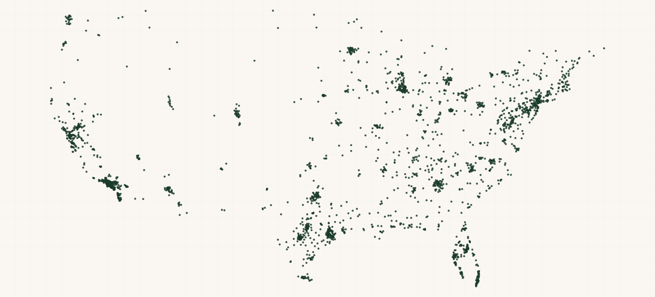 Map of where the Bakeful Retailers are