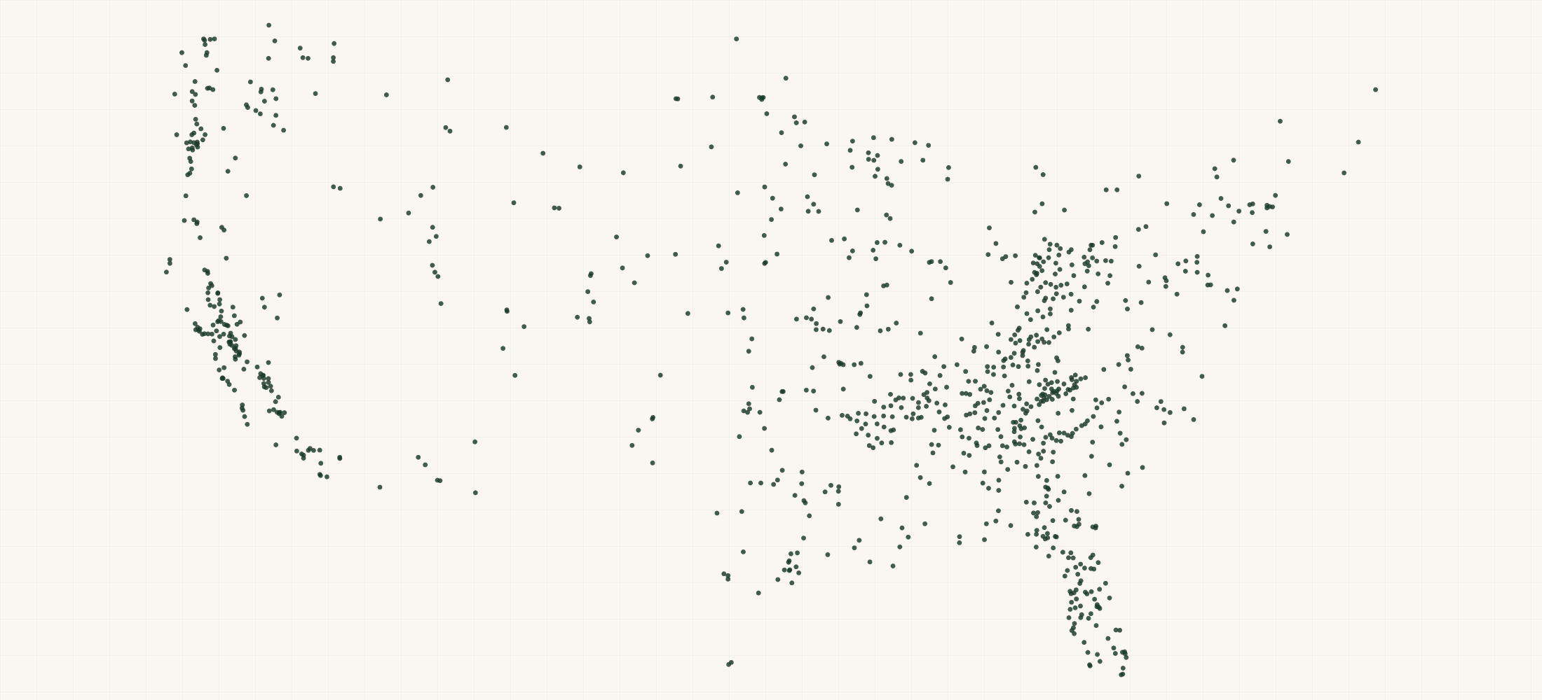 Map of where the Bare Co Retailers are