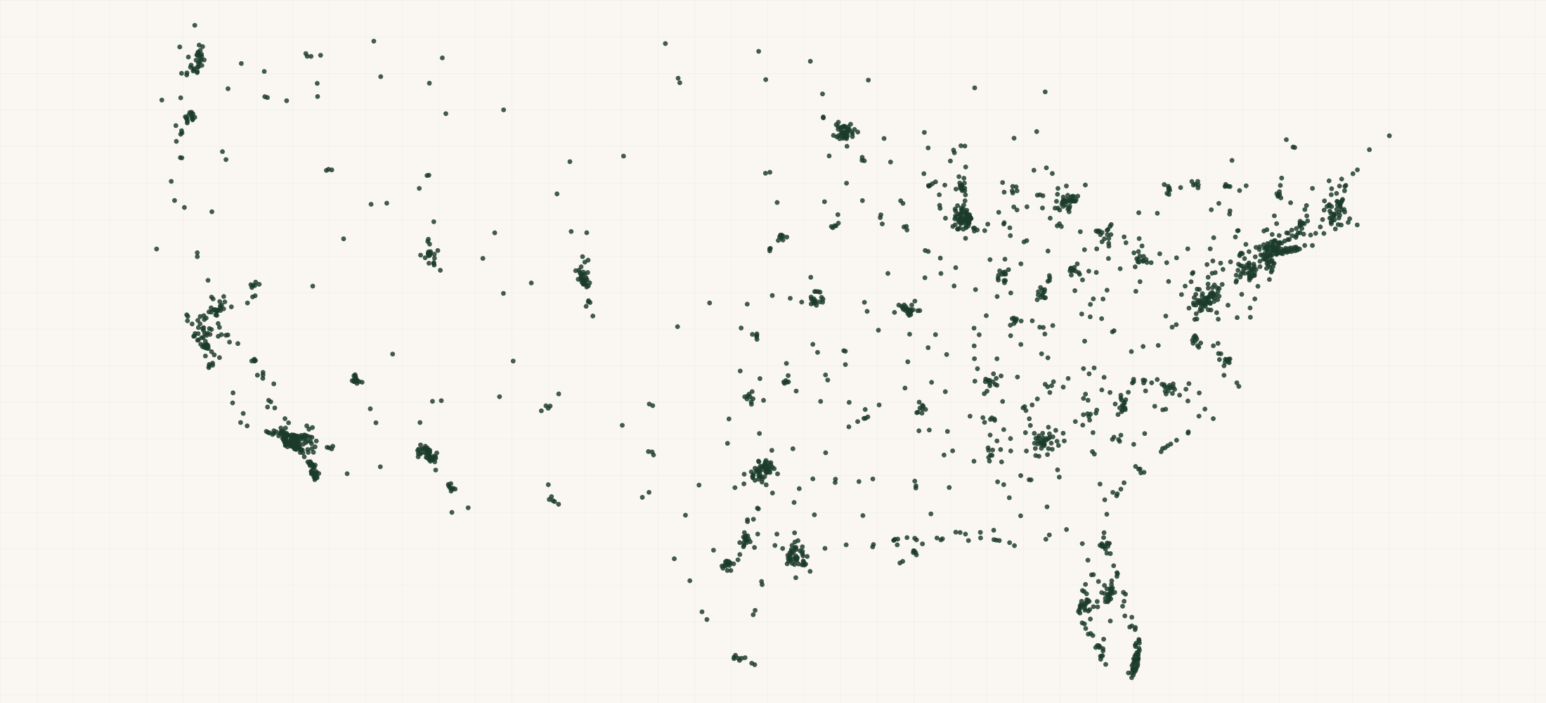 Map of where the bareMinerals Retailers are