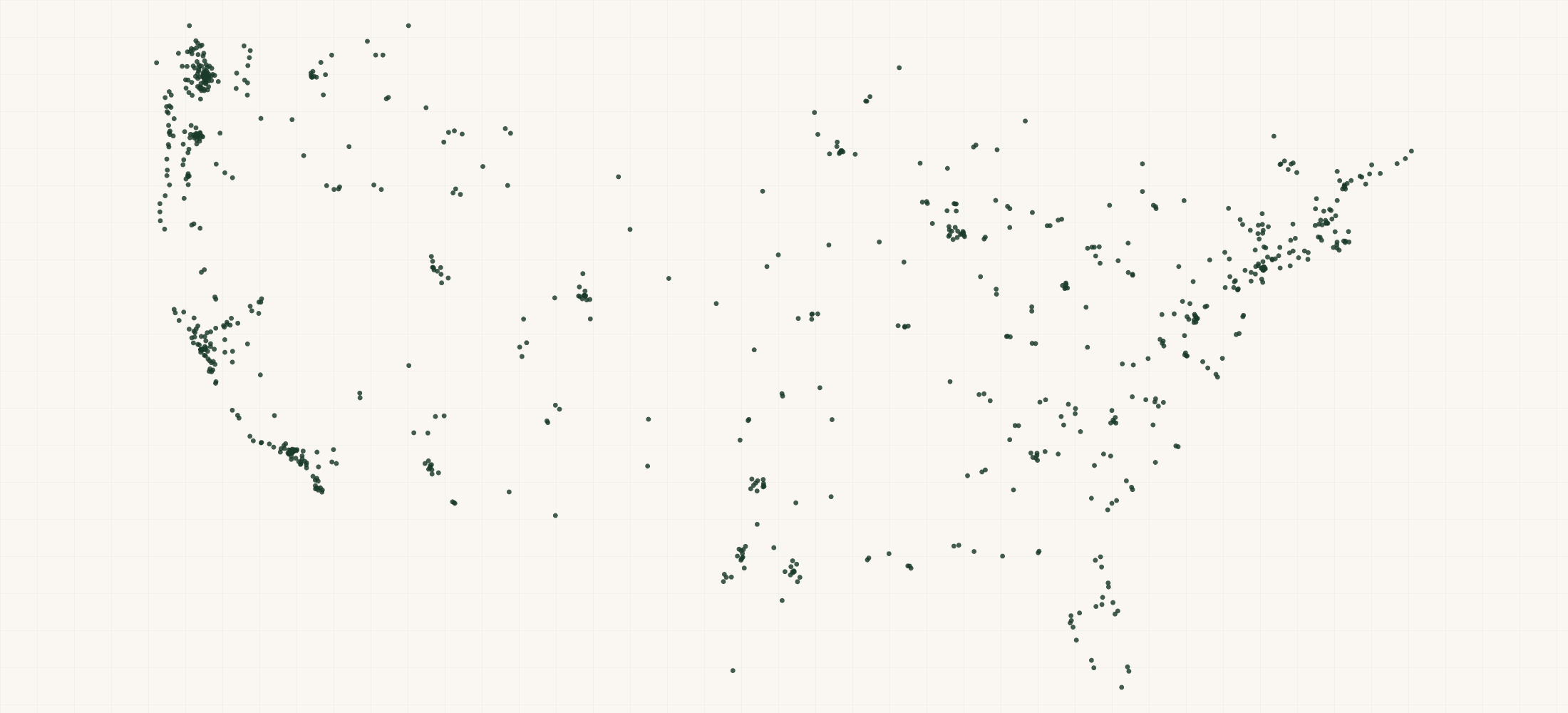 Map of where the Barnacle Foods Retailers are
