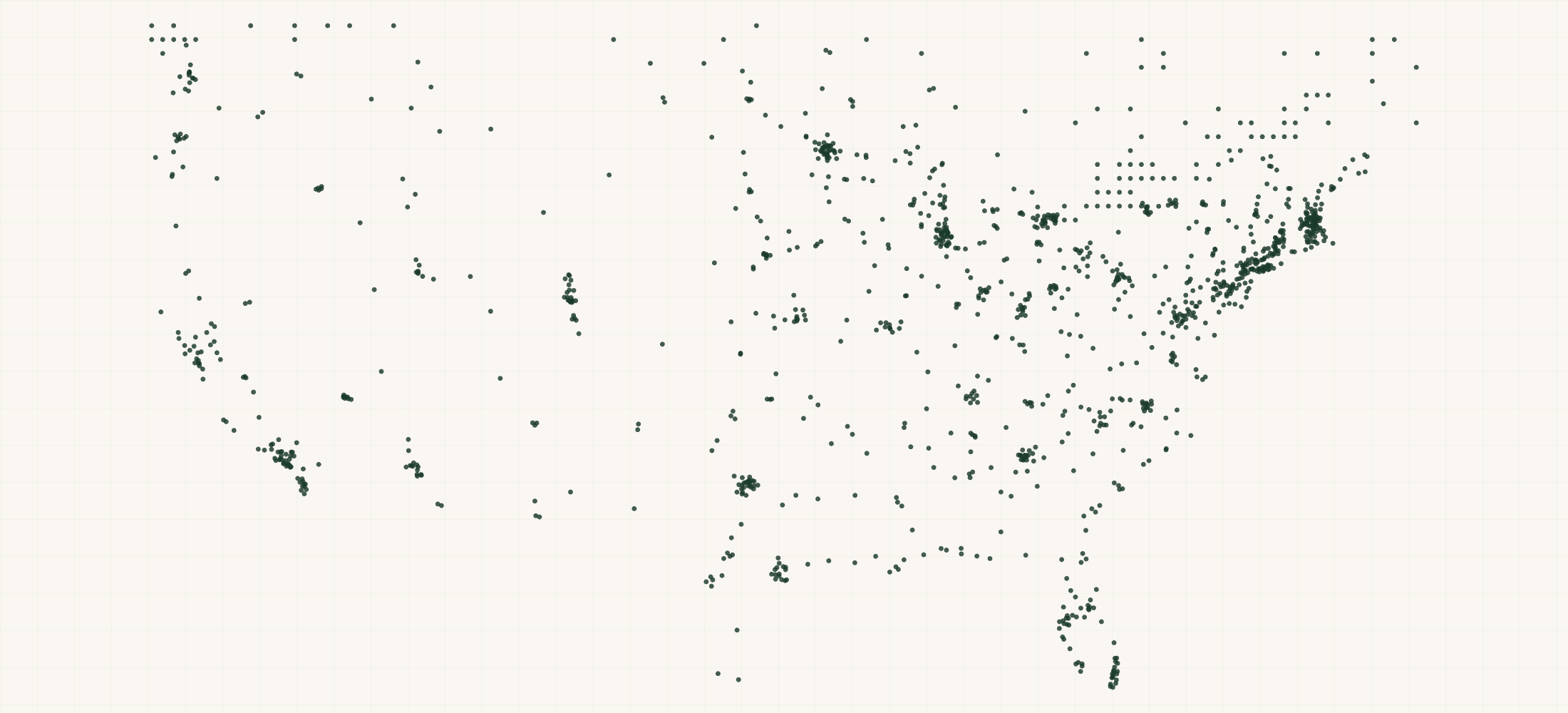 Map of where the Bauer Retailers are