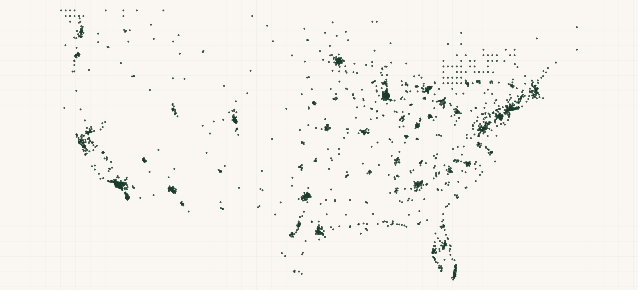 Map of where the Benny Retailers are