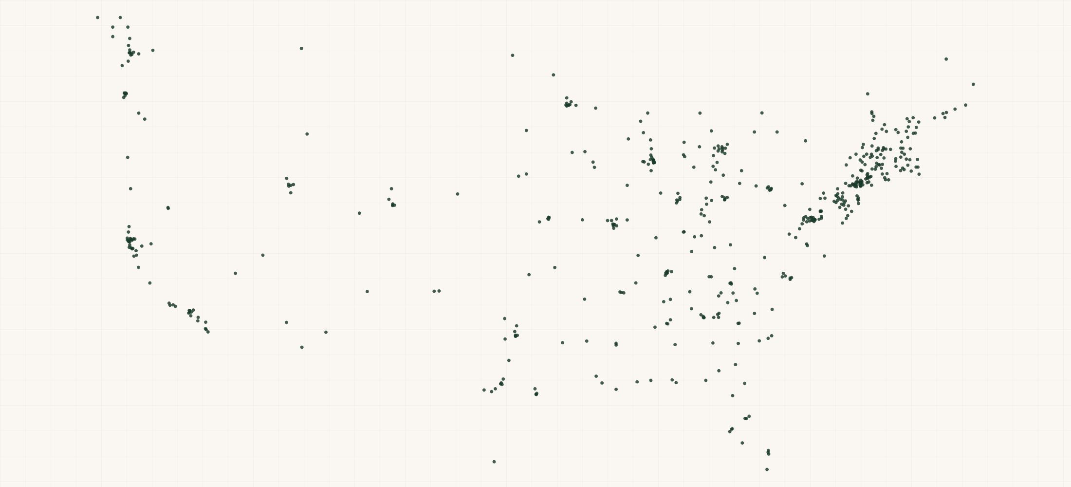 Map of where the Bergs Potter Retailers are