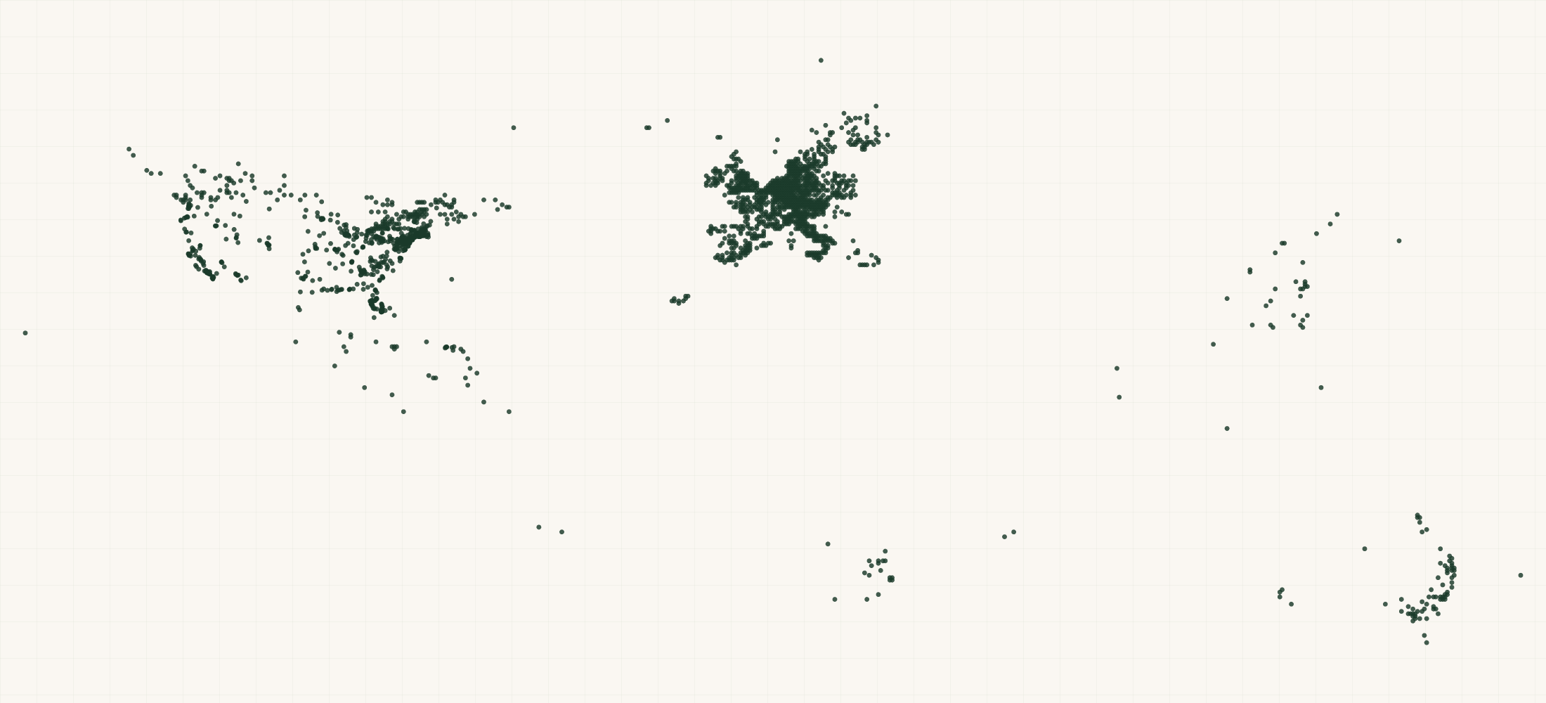 Map of where the BERING Retailers are