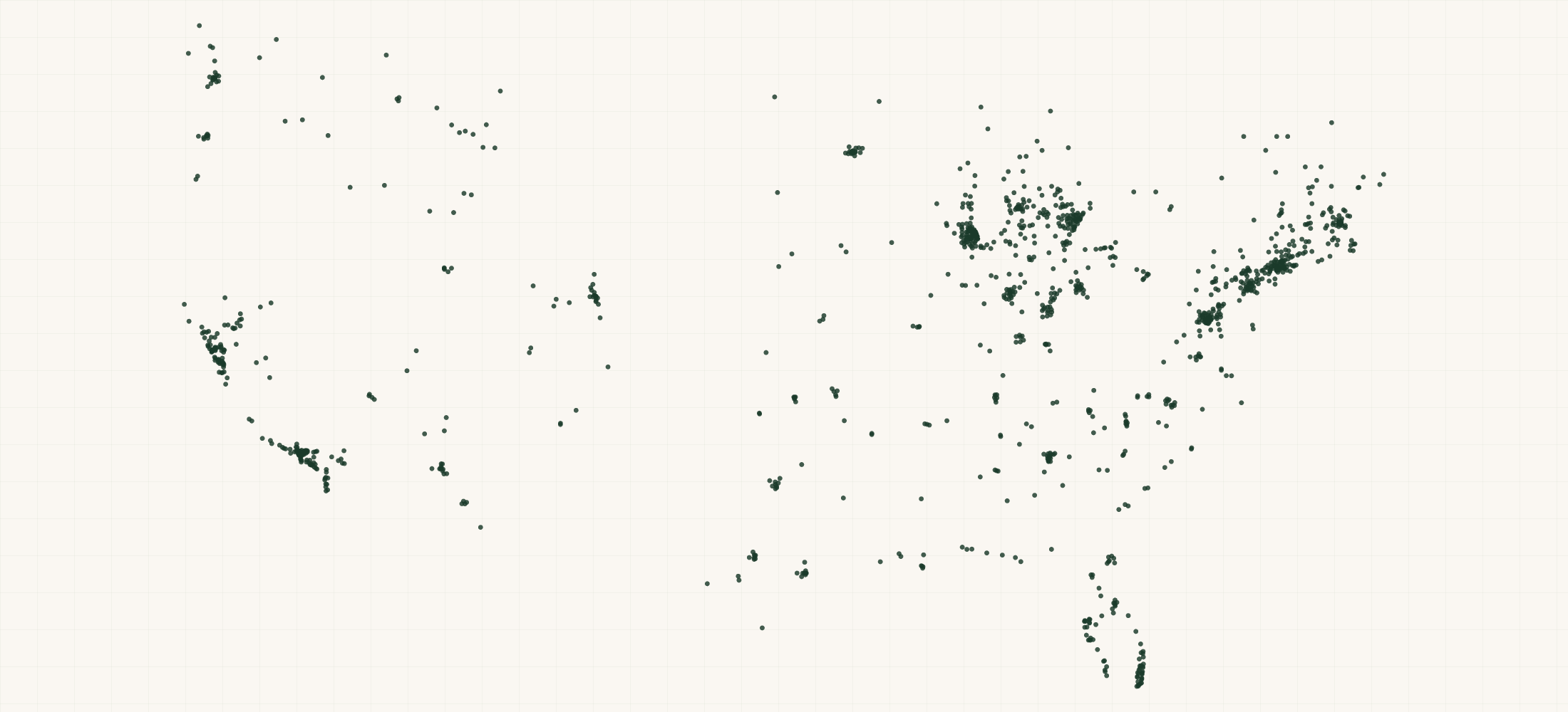 Map of where the Bianco DiNapoli Retailers are