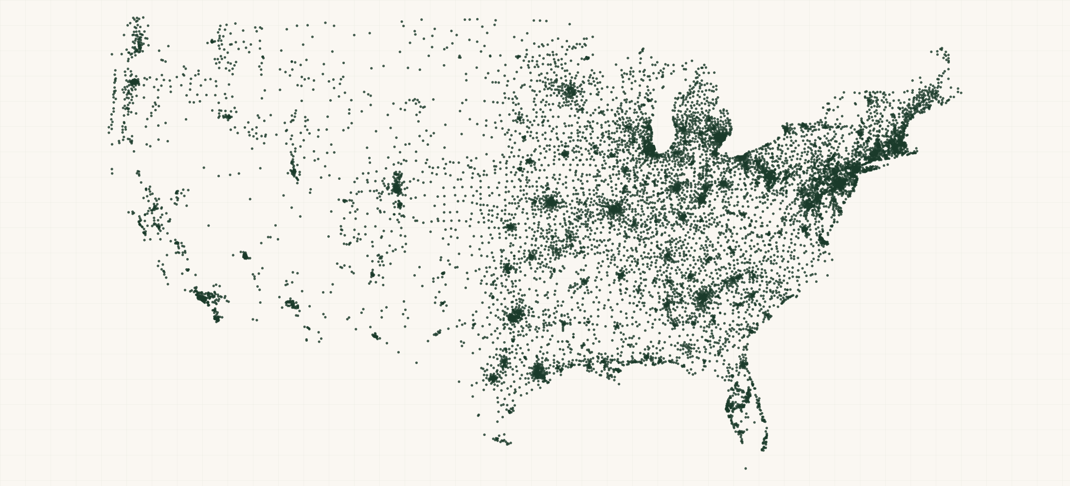 Map of where the Bird Dog Whiskey Retailers are
