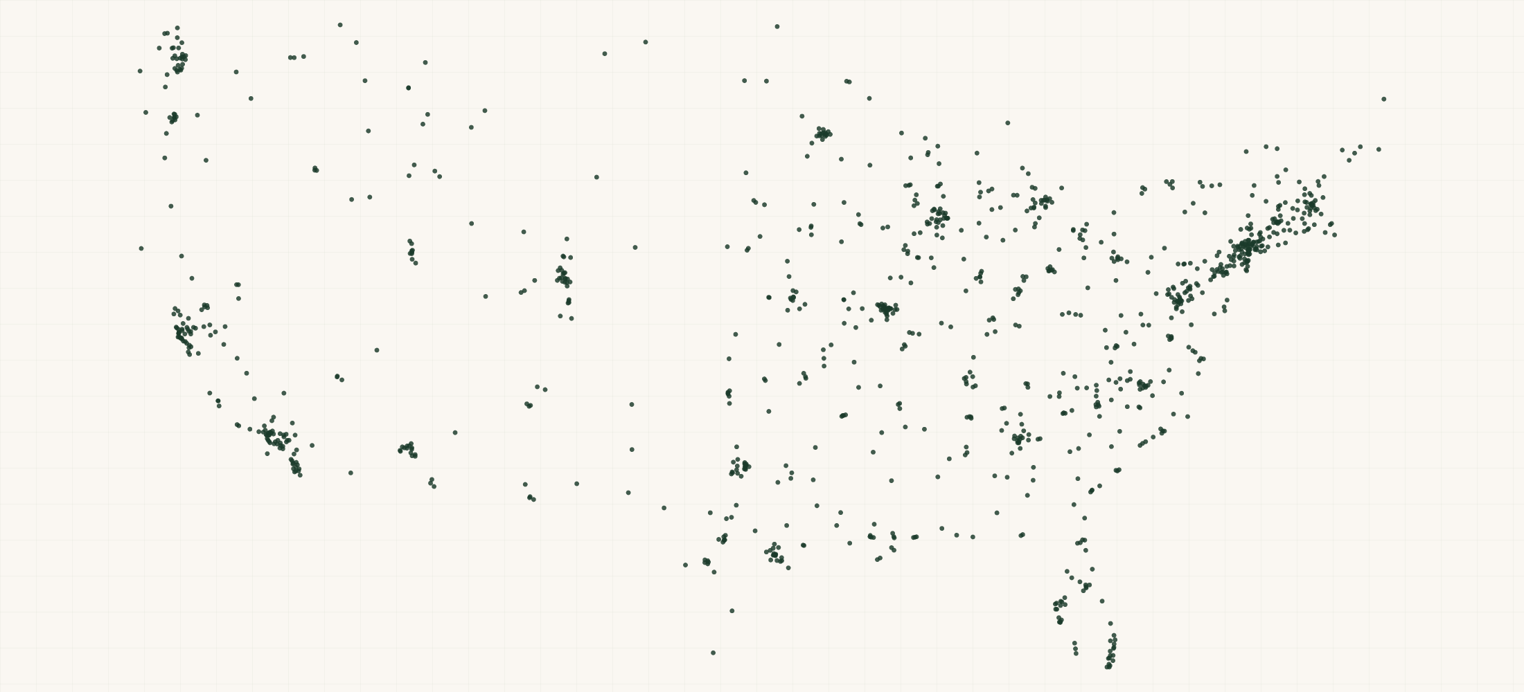 Map of where the Bissinger's Retailers are