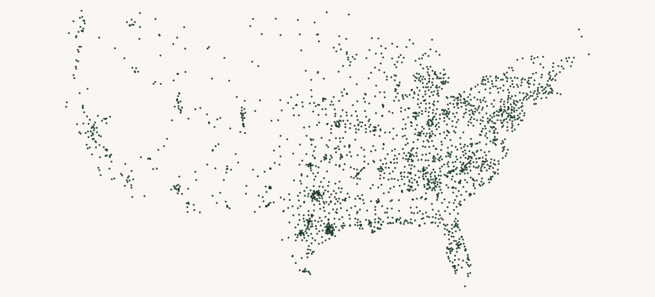 Map of where the Black Rifle Coffee Company Retailers are