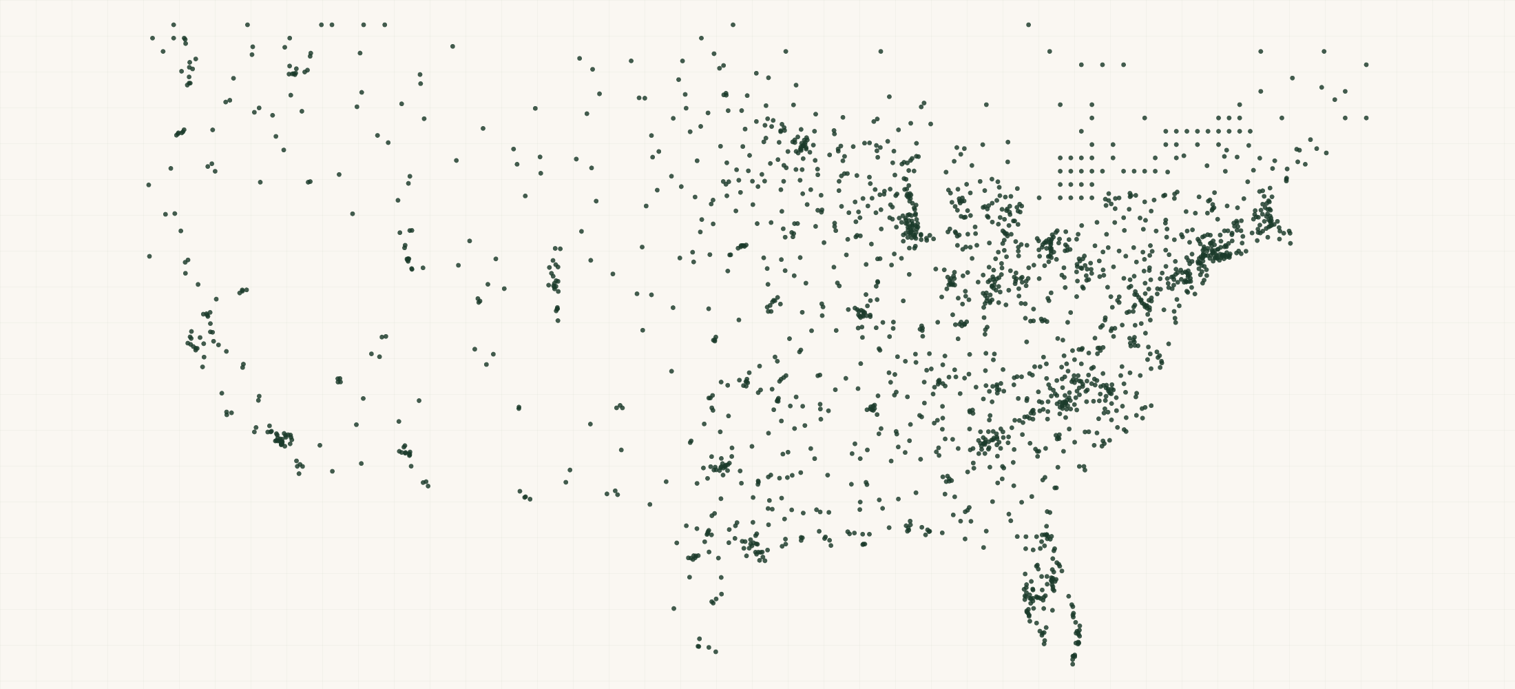 Map of where the Bobcat Dealer Locations are