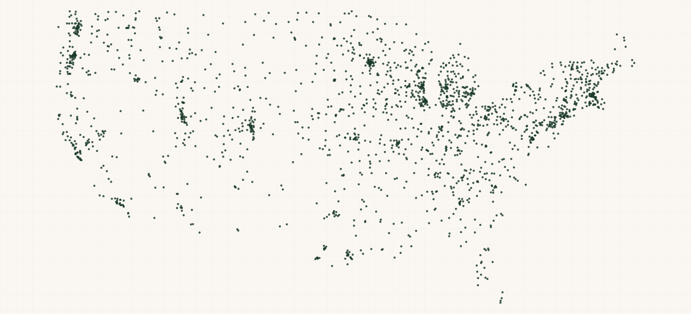 Map of where the BOGS Retailers are