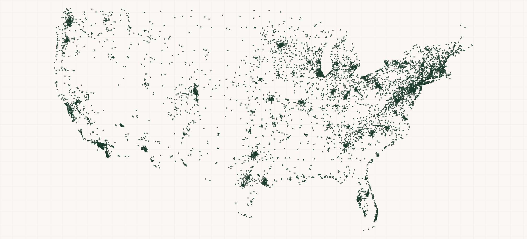 Map of where the US Breweries are
