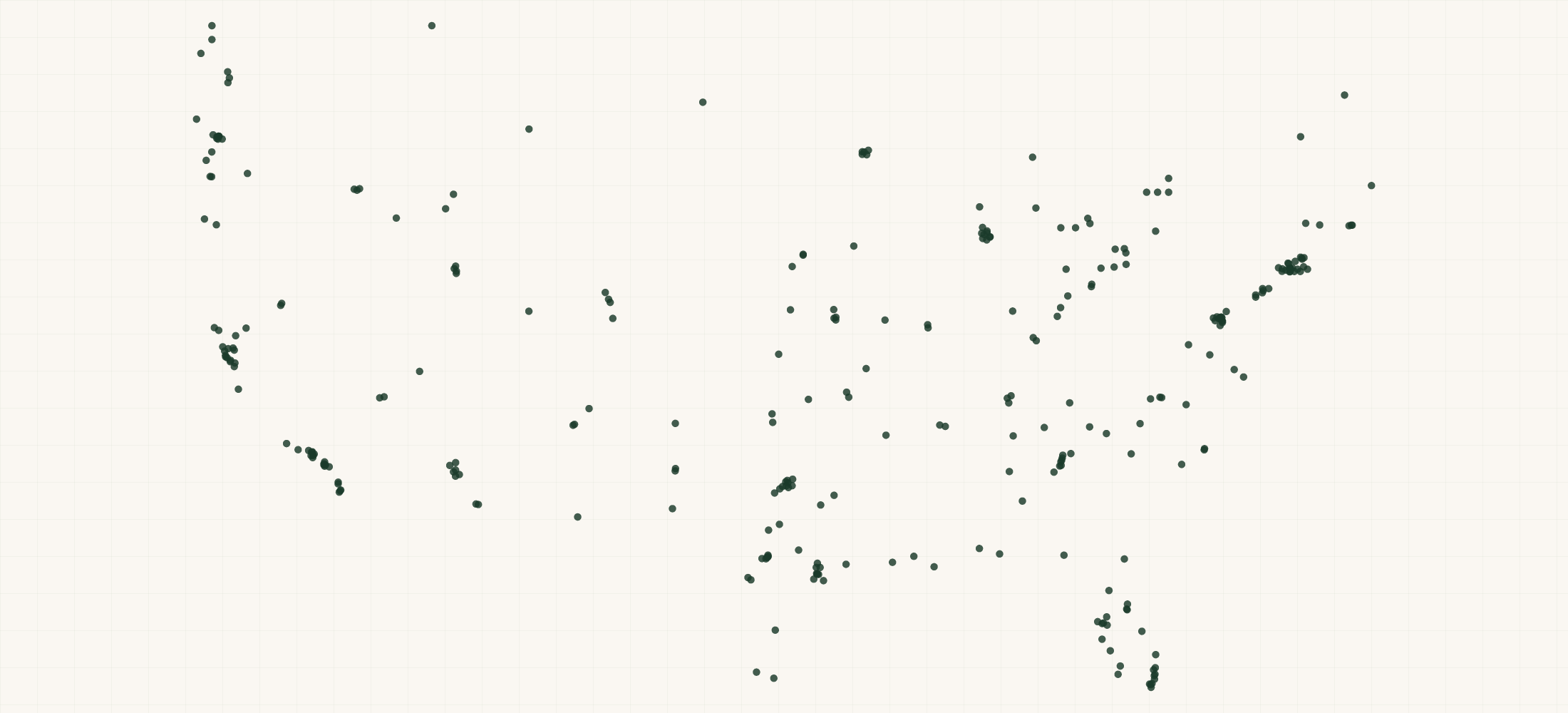 Map of where the Briggs & Riley Retailers are