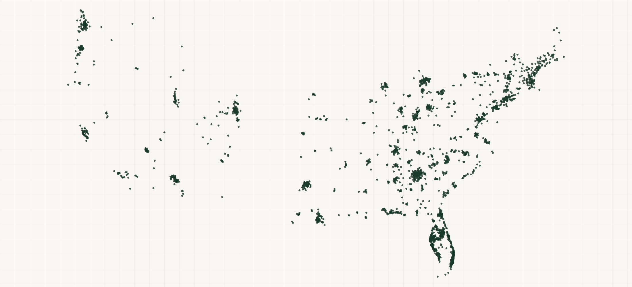 Map of where the Brooklyn Cured Retailers are