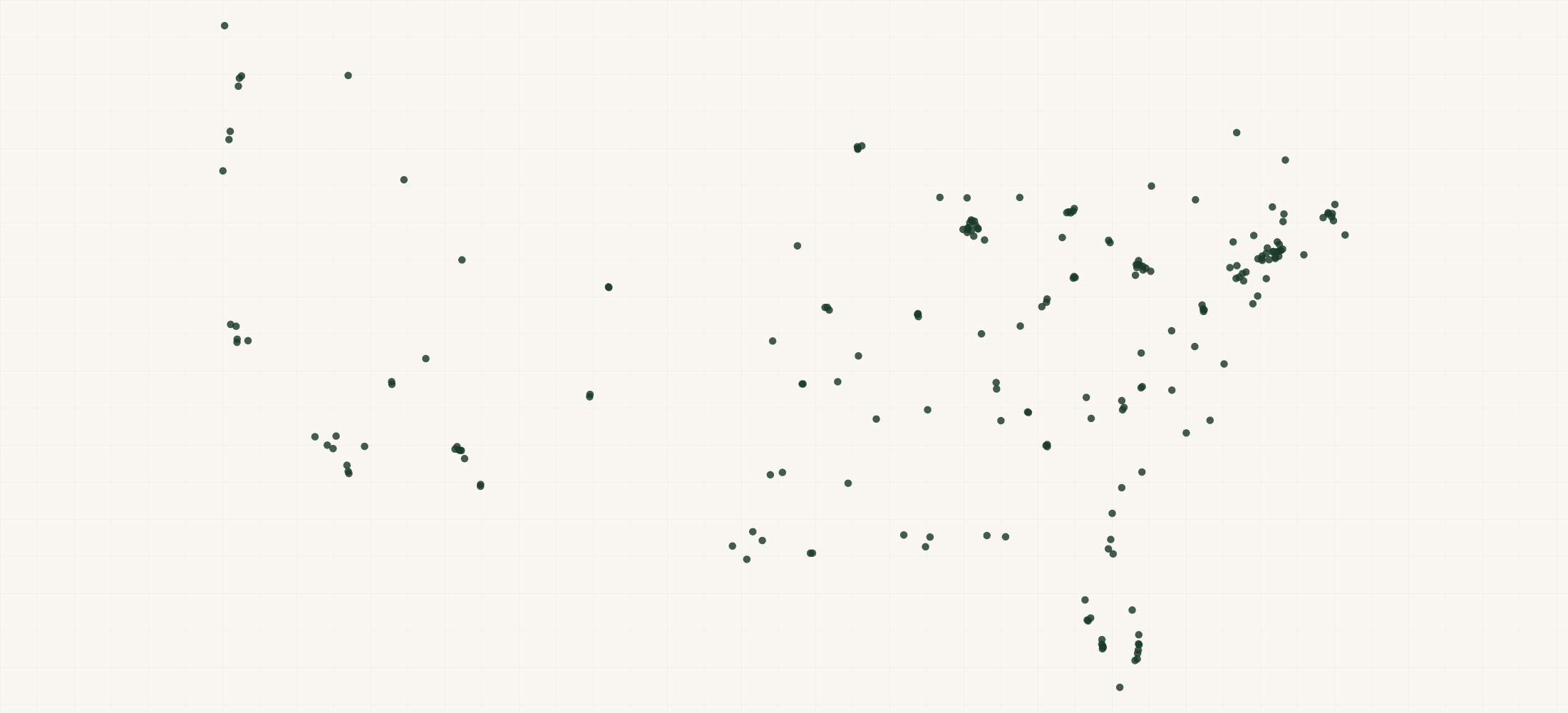 Map of where the Brown Jordan Dealer Locations are