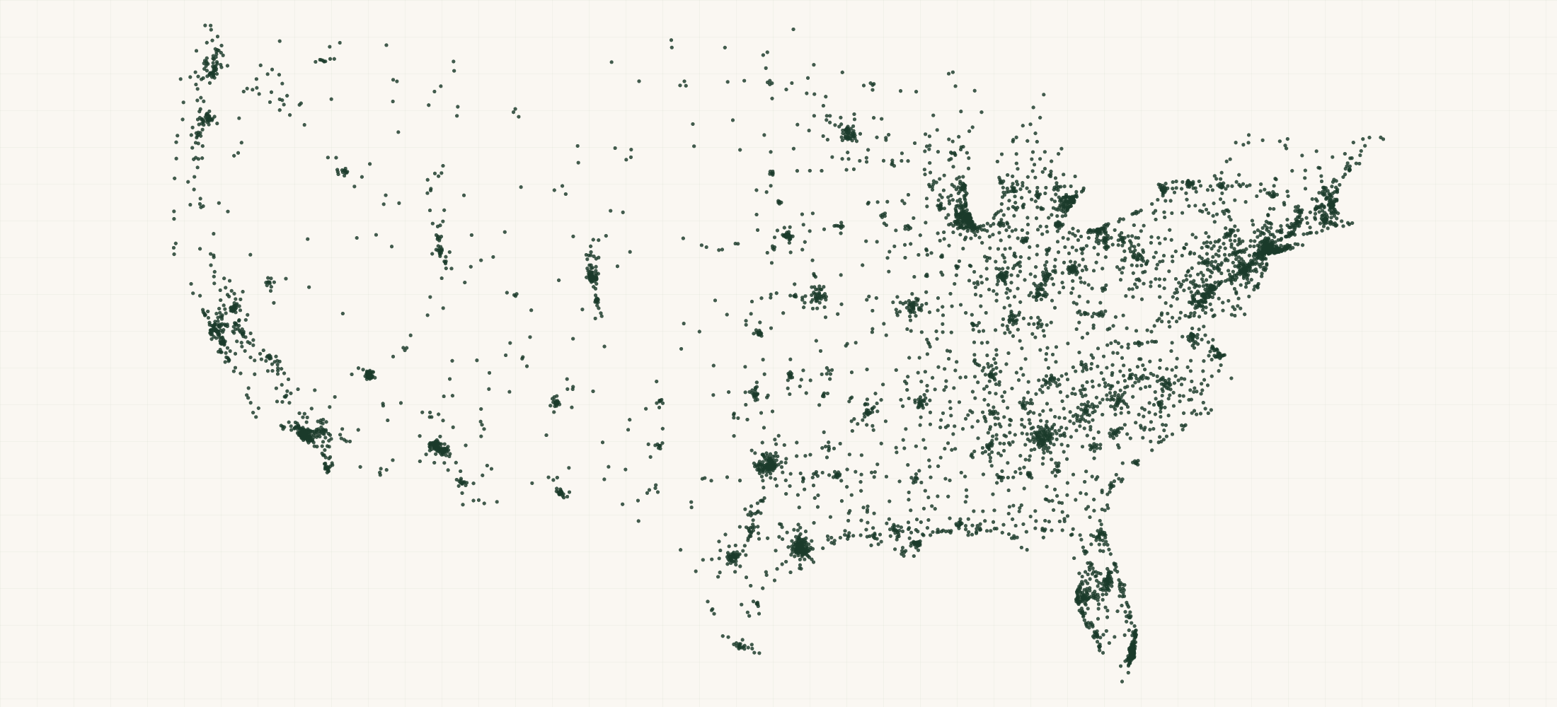 Map of where the Burger King Locations are