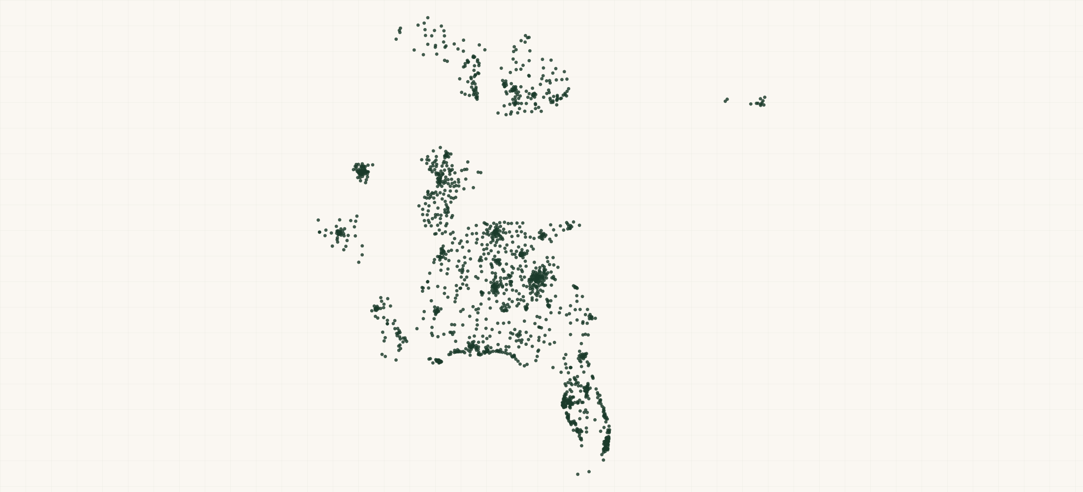 Map of where the Bushwacker Spirits Retailers are
