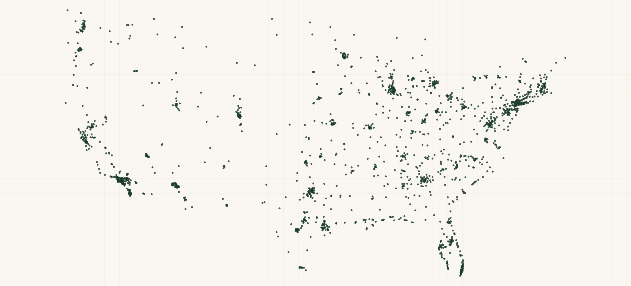 Map of where the BUXOM Cosmetics Retailers are