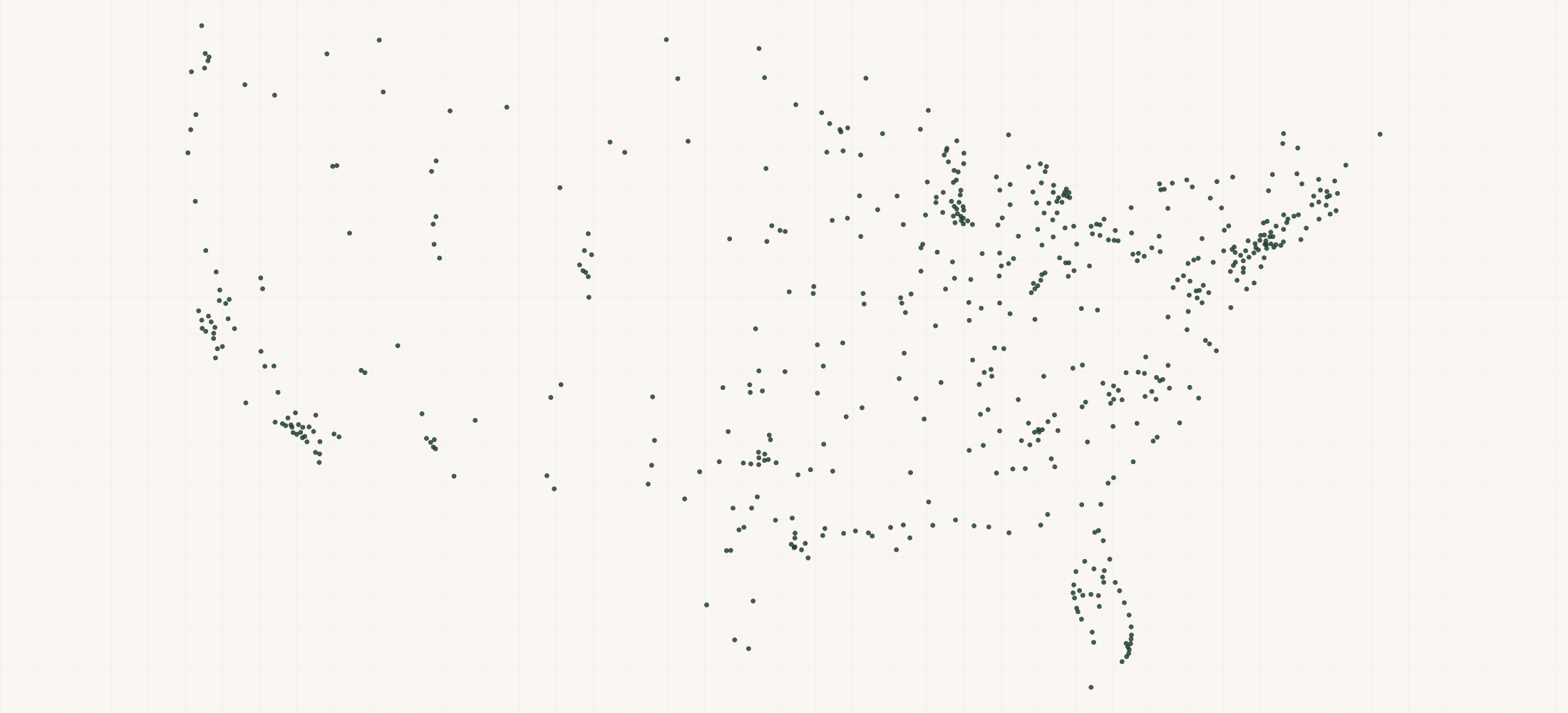 Map of where the Cadillac Dealer Locations are