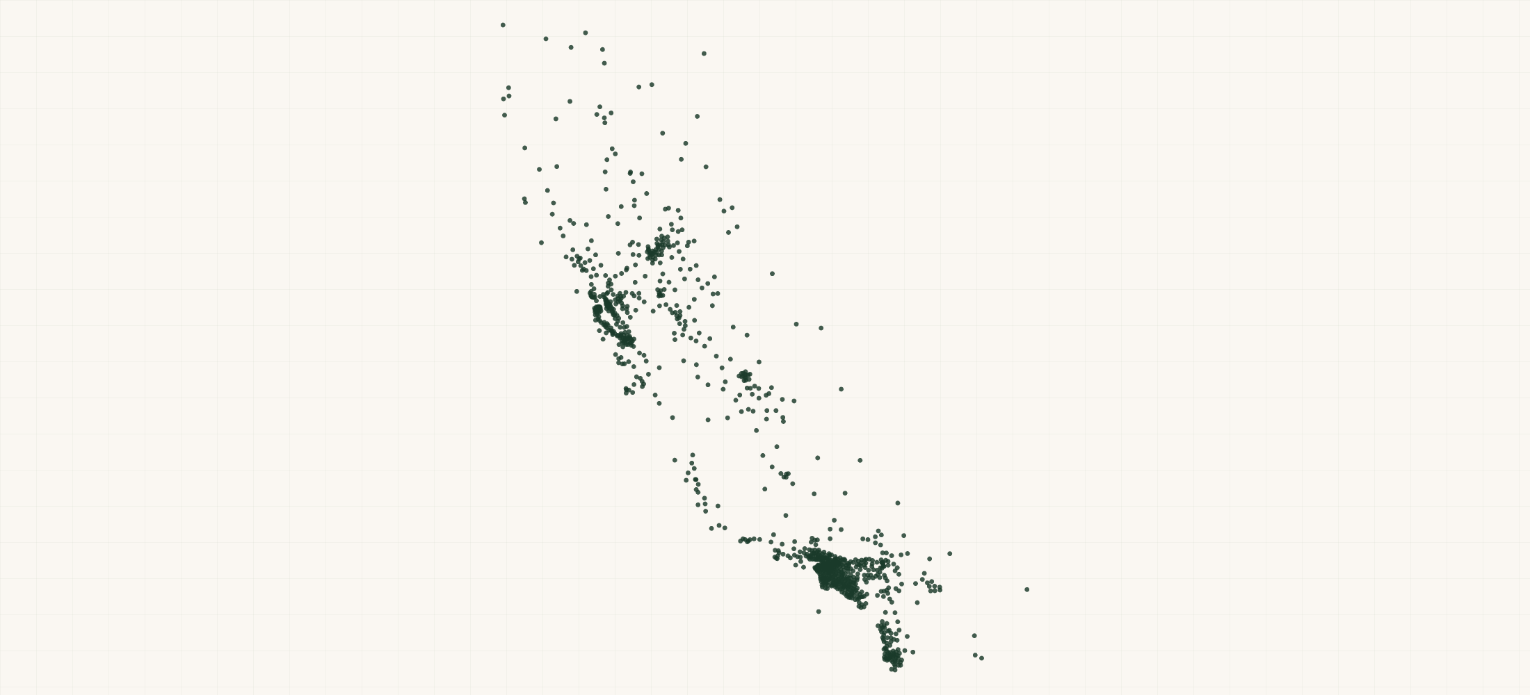 Map of where the California Bank Branches are