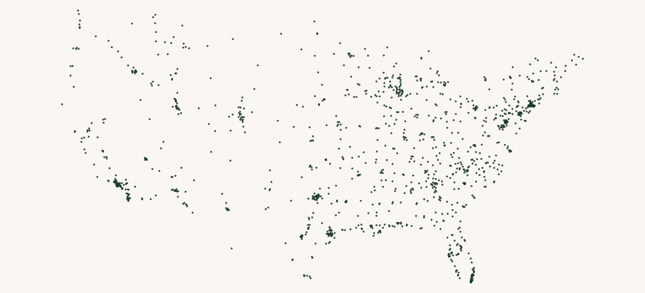 Map of where the Careismatic Brands (Cherokee, Infinity, Heartsoul) Retailers are