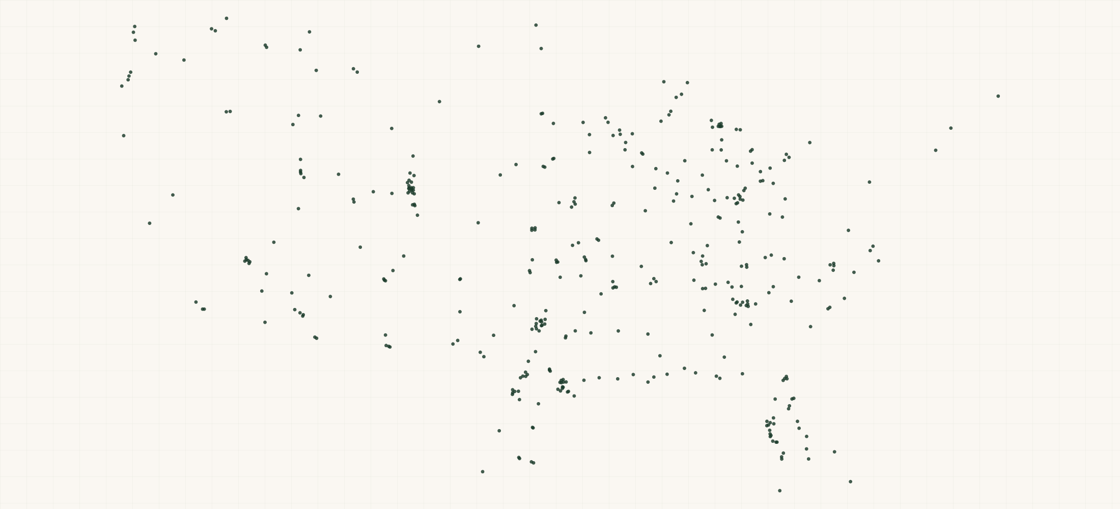 Map of where the Cariloha Retailers are