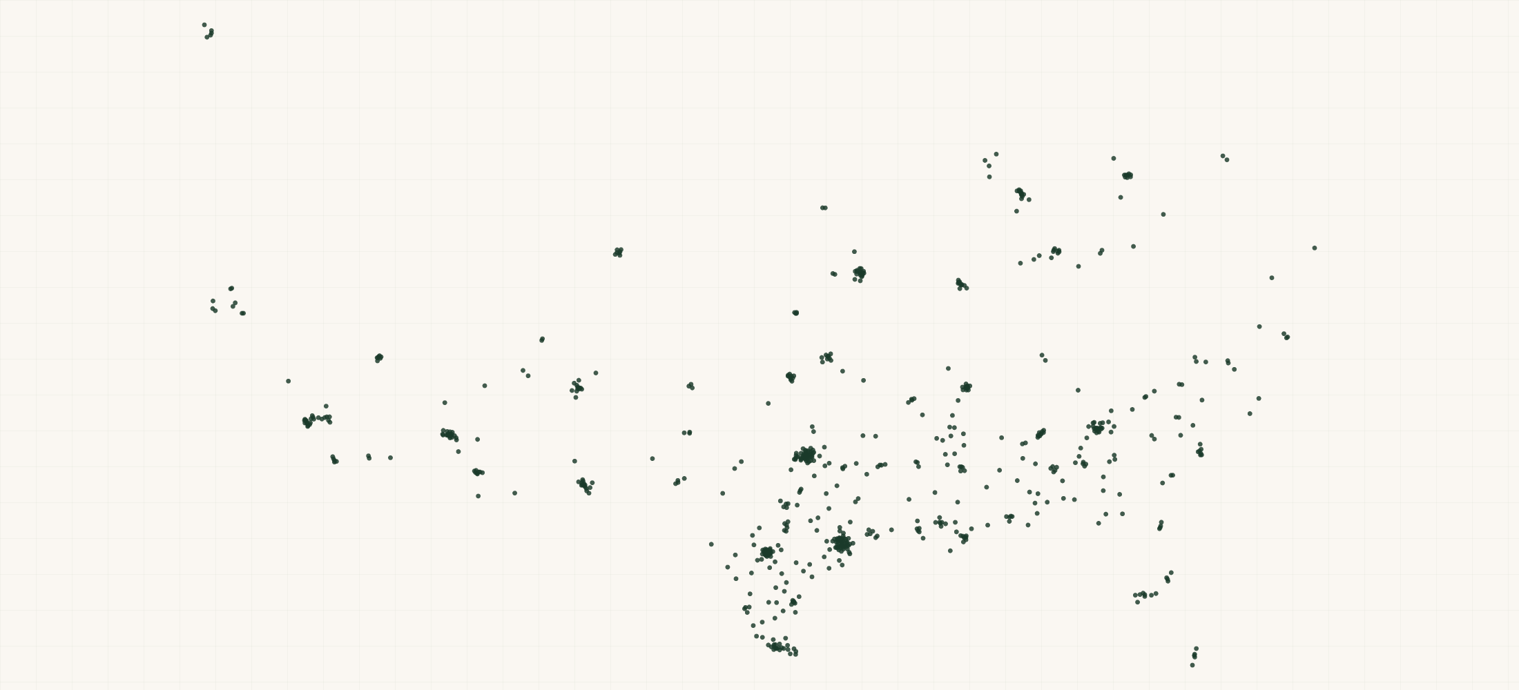 Map of where the Church's Texas Chicken Locations are