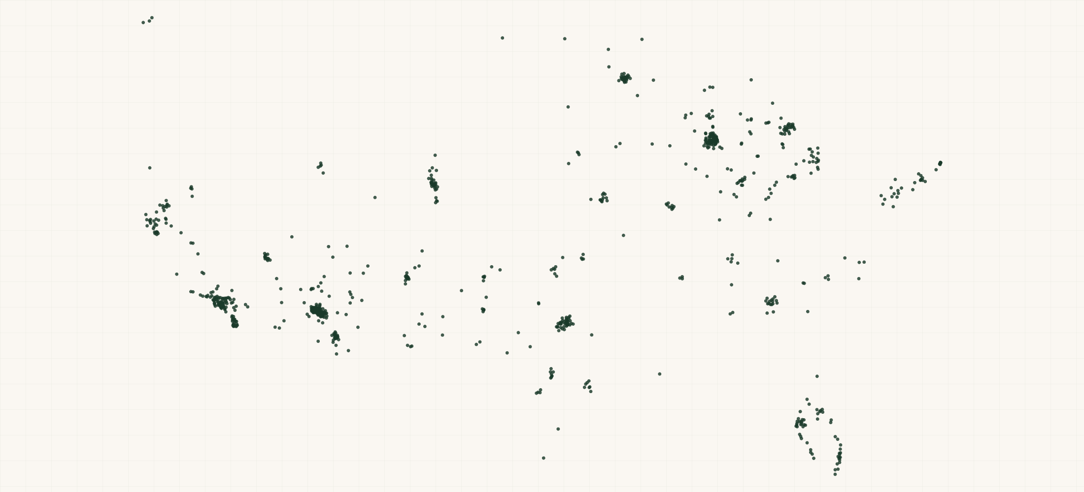 Map of where the Coco5 Retailers are