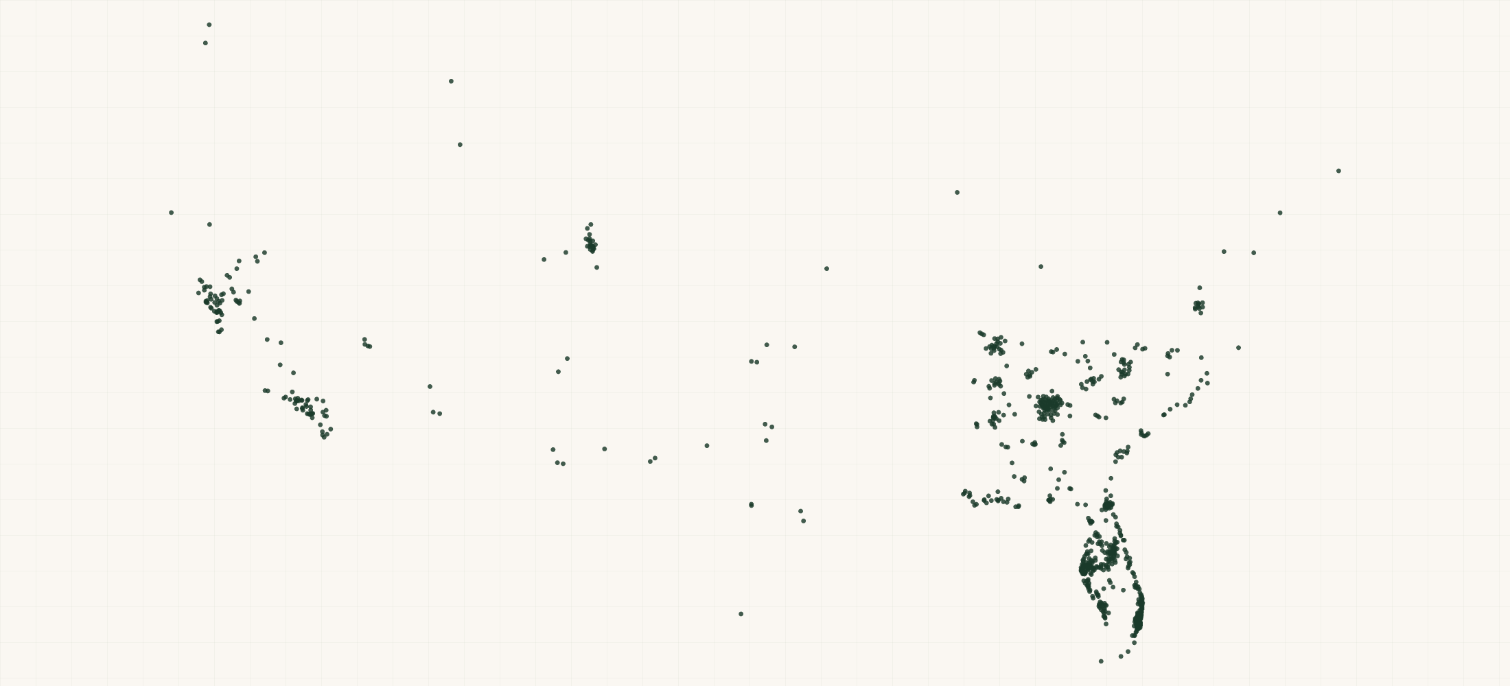 Map of where the Coconut Cloud Retailers are