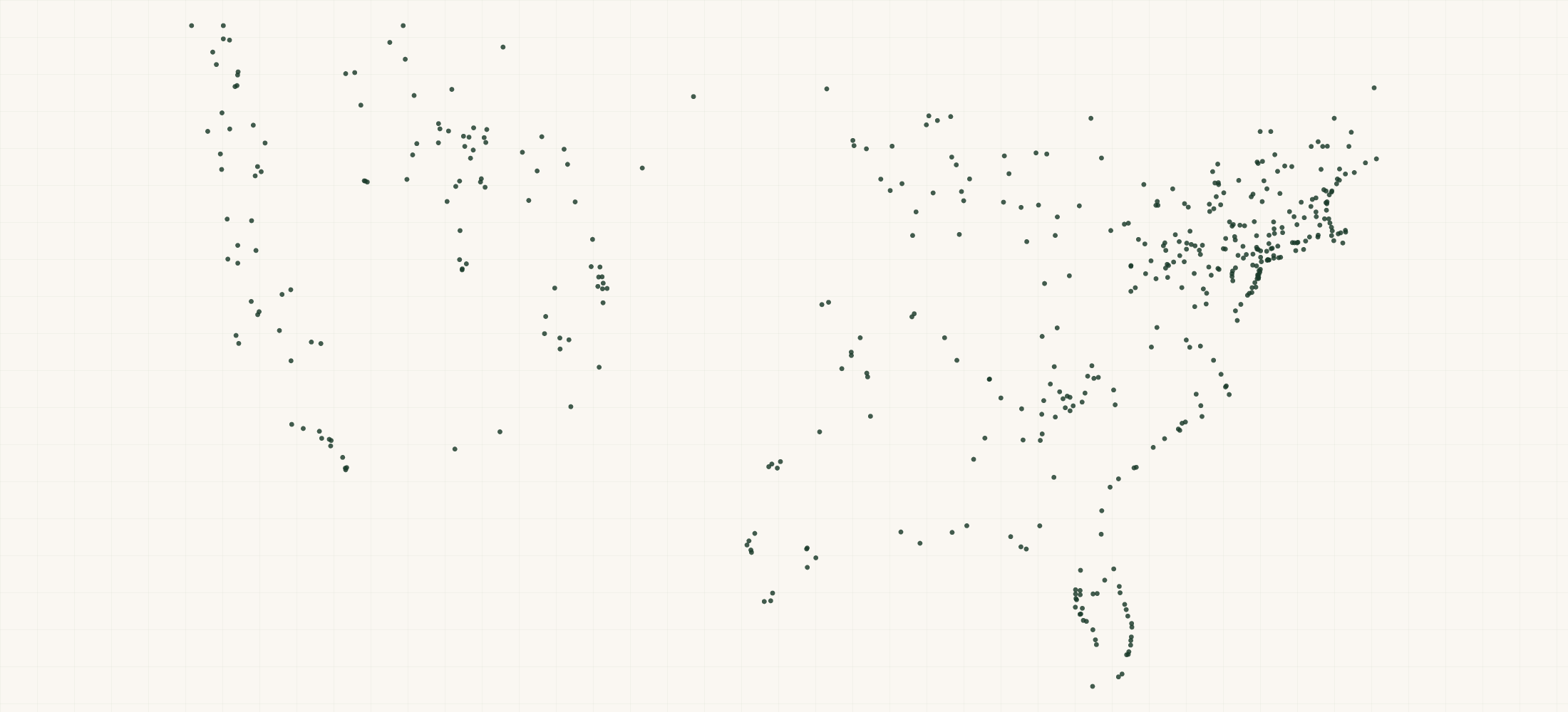 Map of where the Cortland Line Company Retailers are
