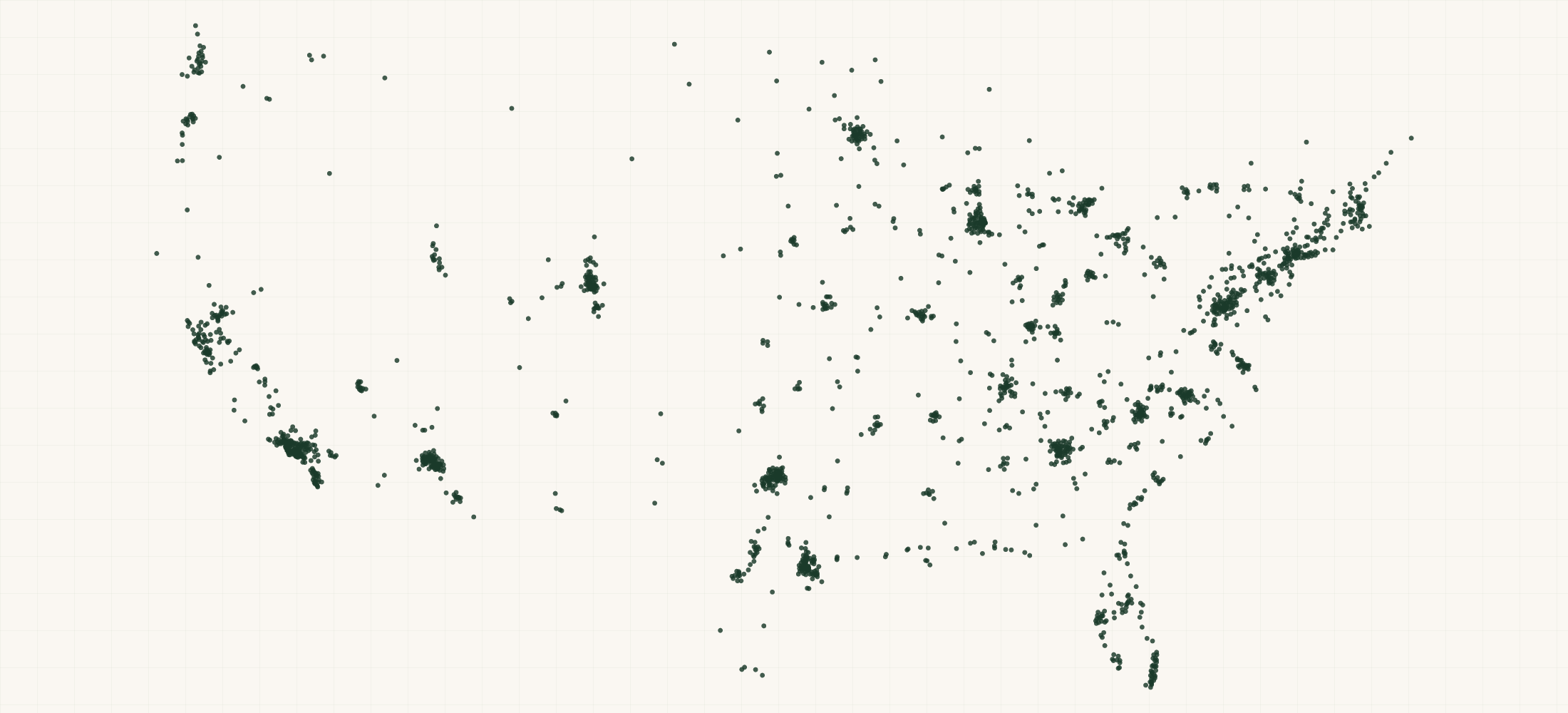 Map of where the Crave New World Retailers are