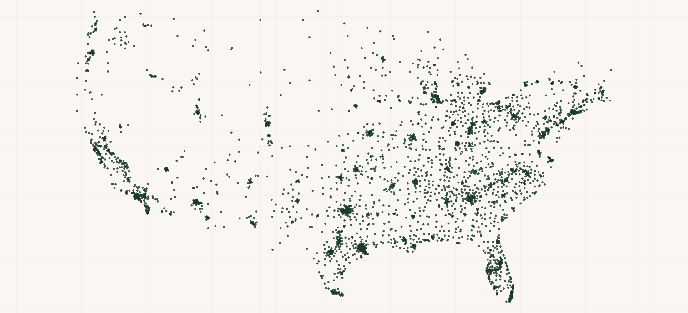 Map of where the Cricket Wireless Locations are
